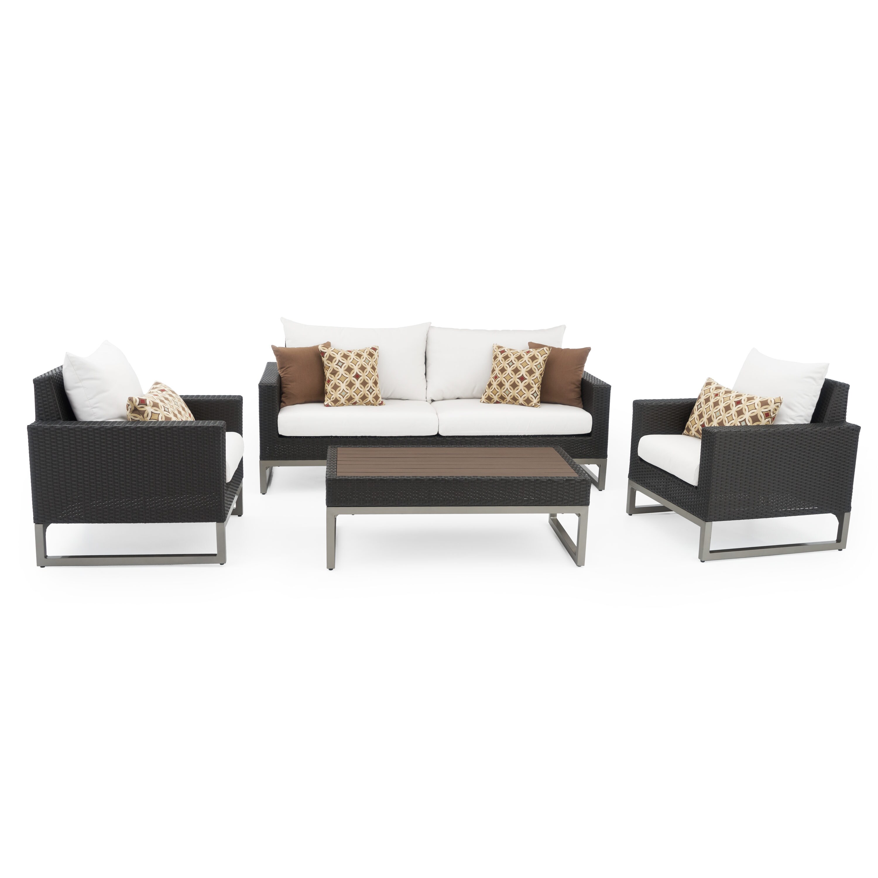 RST Brands OP-PESS4-MILO-E-MORK Milo 4-Piece Wicker Patio Conversation Set with Off-white Sunbrella Cushions