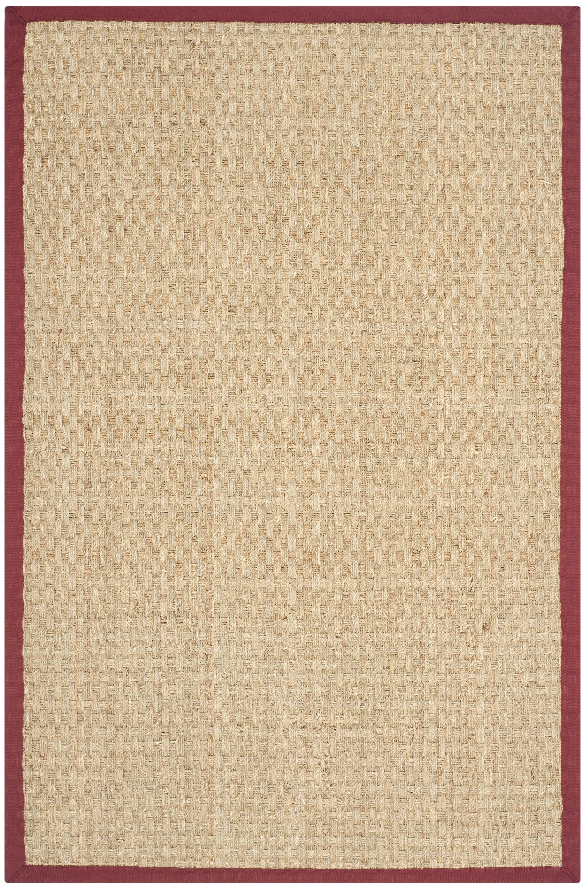 Safavieh NF114D-24 Natural Fiber Hampton 3 x 4 (ft) Loomed Seagrass Natural/Red Rectangular Indoor Solid Coastal Throw rug
