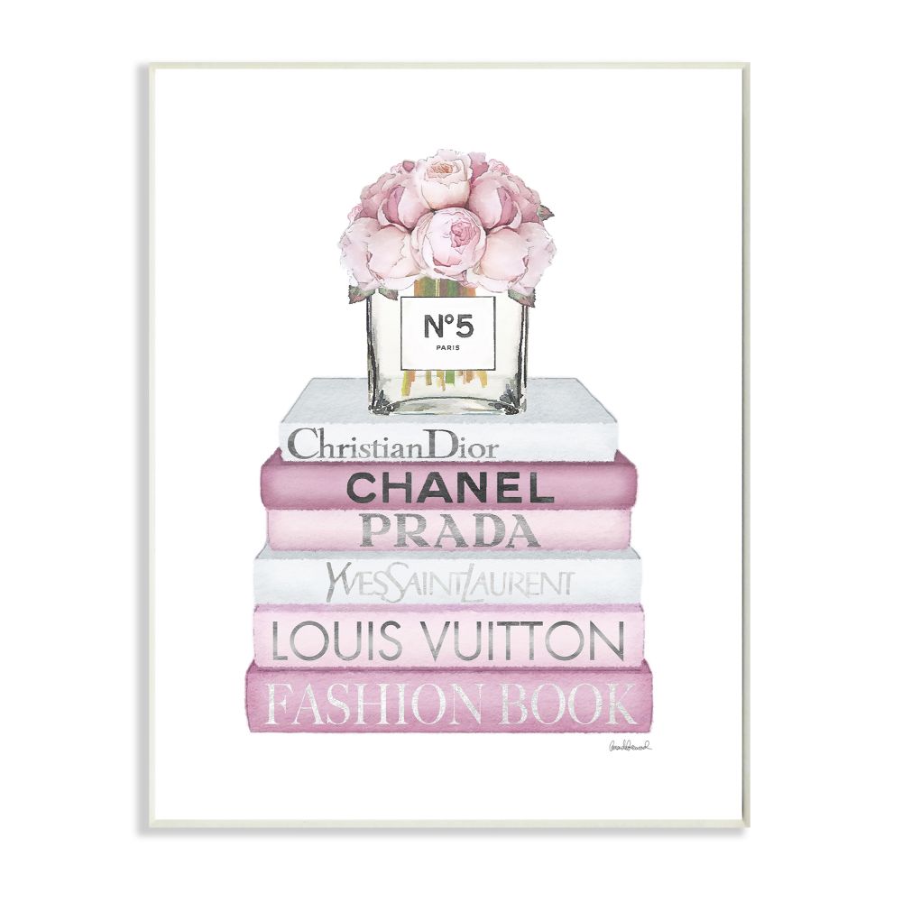 The Stupell Home Decor Collection Fashion Designer Bookstack Pink