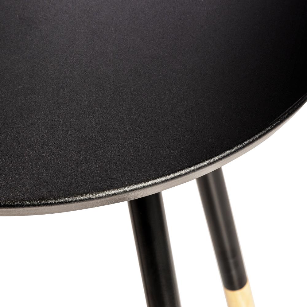 Modern Round Black and Natural Composite End Table