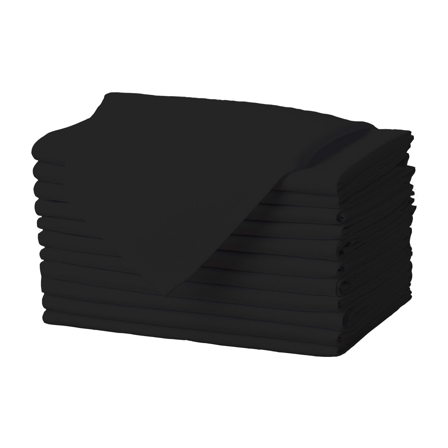 Gee Di Moda  Cloth Napkin - 17 x 17 Inch Black Dinner Napkins - Set of 12 - Soft and Absorbent Washable Fabric Cloth Table Napkins with Hemmed Edges