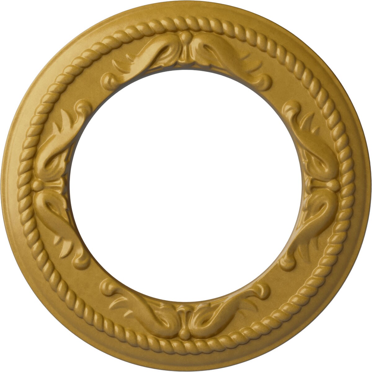 Ekena Millwork CM12MEIGS Roped Medway 12.25-in W x 12.25-in L Painted Iridescent Gold Polyurethane Whole Ceiling Medallion
