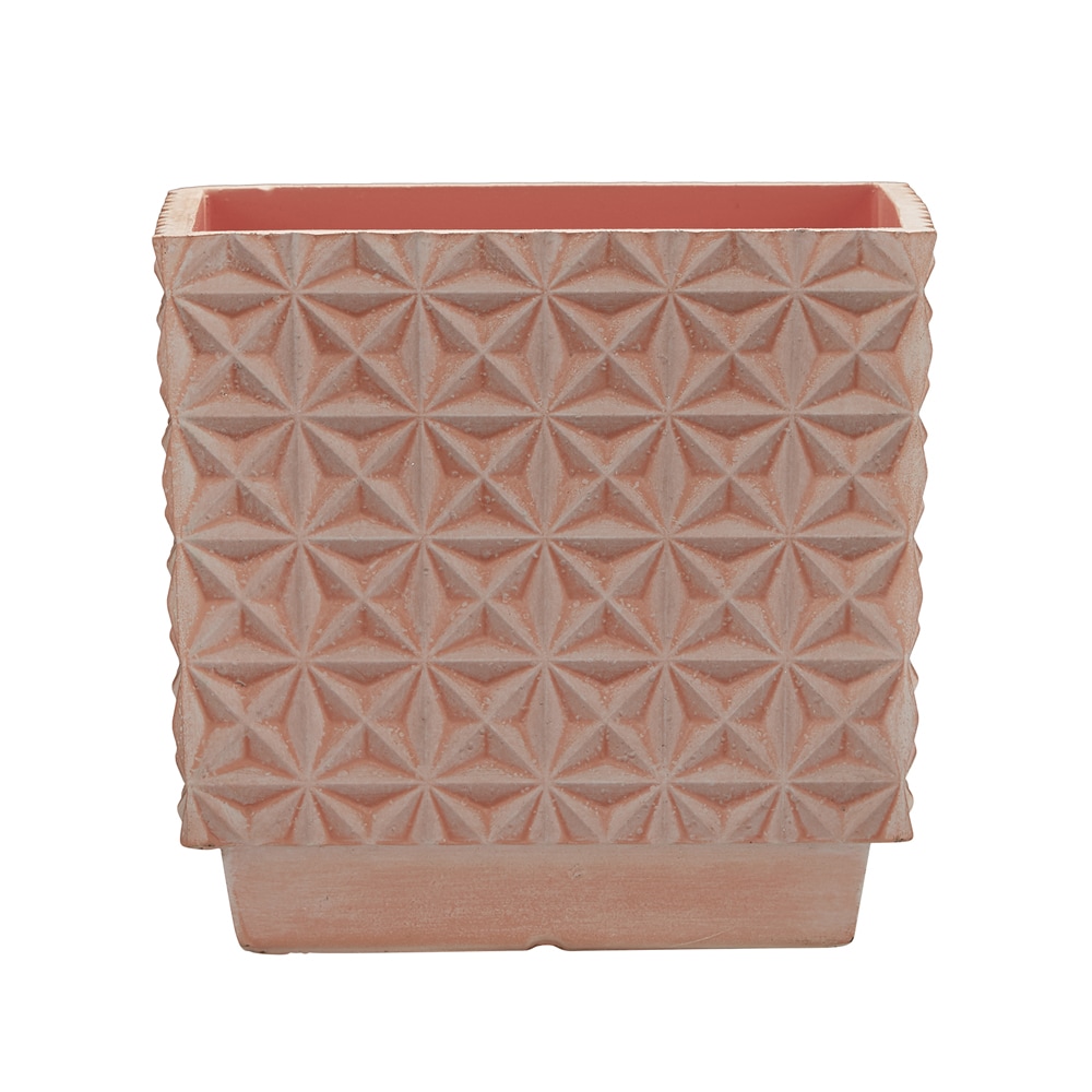 6.3-in W x 5.9-in H White Washed Terracotta Mixed/Composite Contemporary/Modern Indoor/Outdoor Planter in Orange | - allen + roth CMX-089377