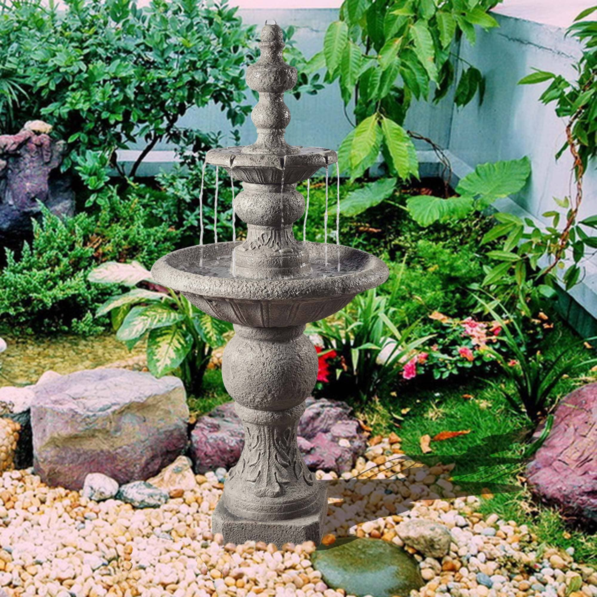 Teamson Home 52.56-in H Resin Tiered Fountain Outdoor Fountain in the ...