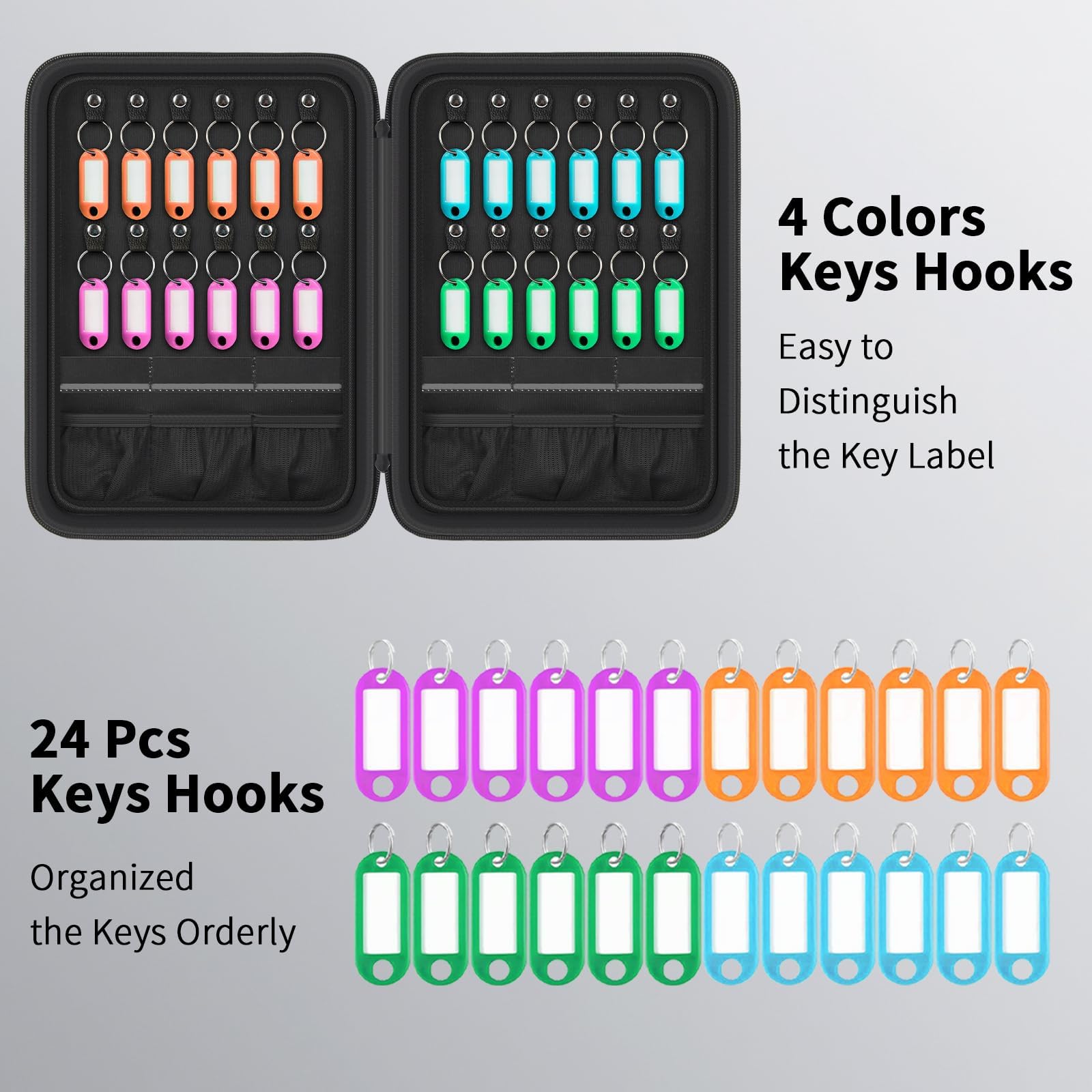 KHKFY Fireproof Waterproof Key Organizer Case with 24 Key Tags Portable ...