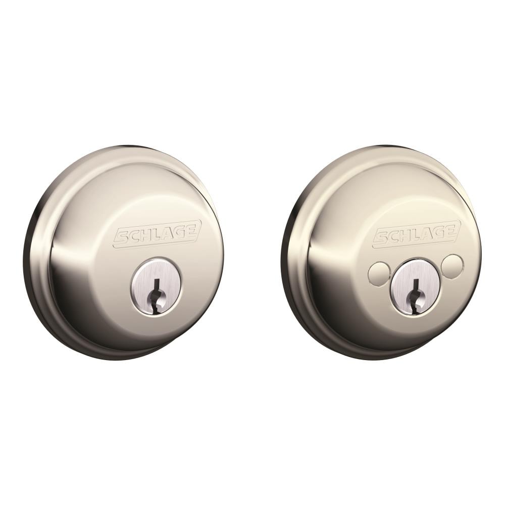 Schlage B60 Series Bright Nickel Double Cylinder Deadbolt B62618 At ...