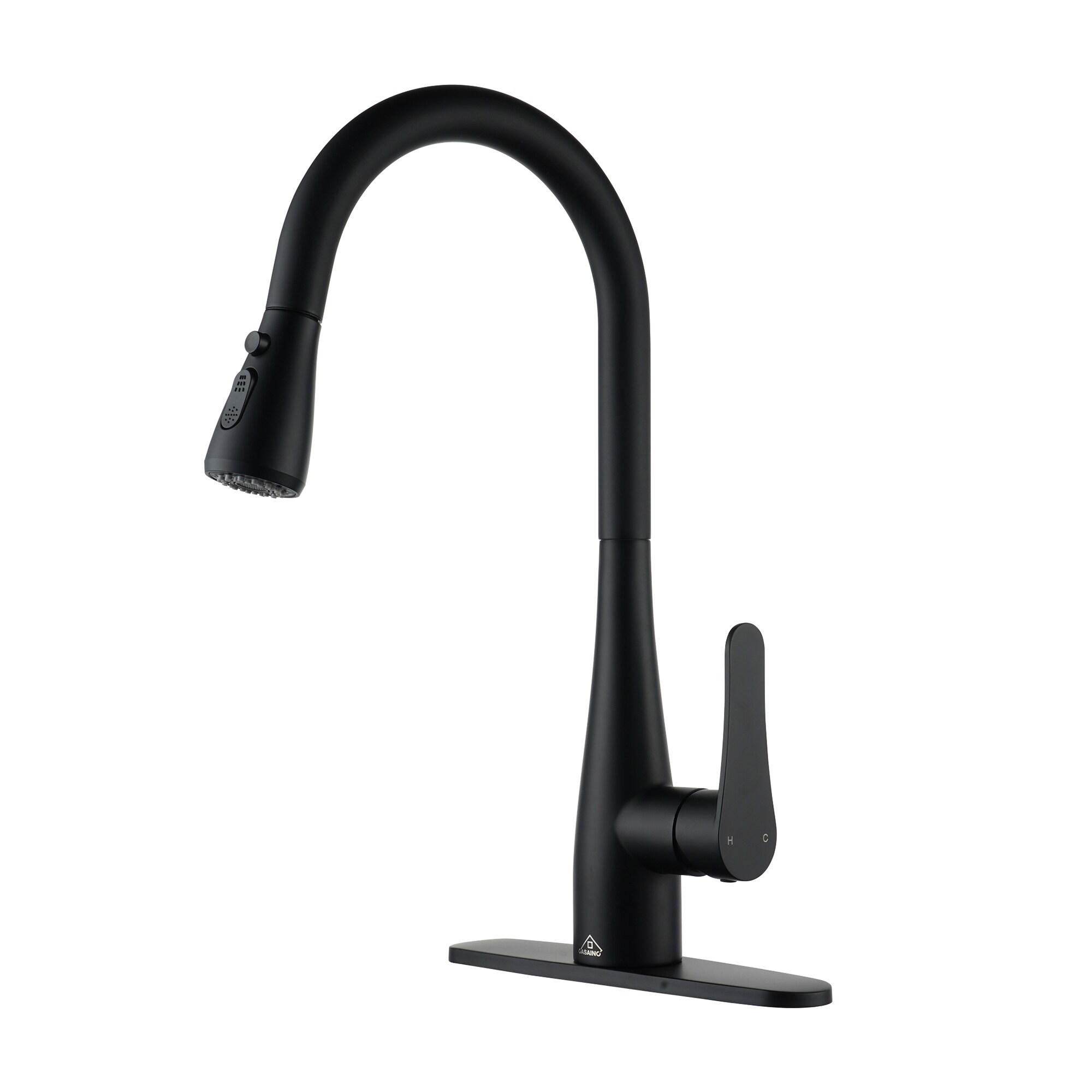 Mondawe Matte Black Single Handle Pull-down Kitchen Faucet with 