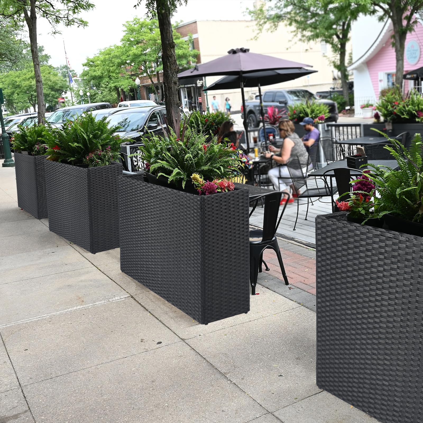 CYIKE Tall Planter Box for Outdoor Plants Handmade Wicker Large ...