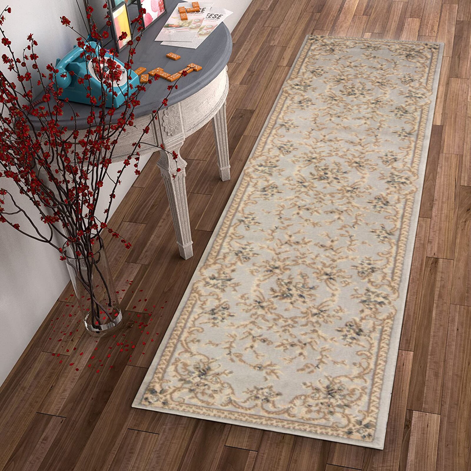 HomeRoots 353434 Bernadette 2 X 7 (ft) Rag Light Gray Indoor Border Runner Rug