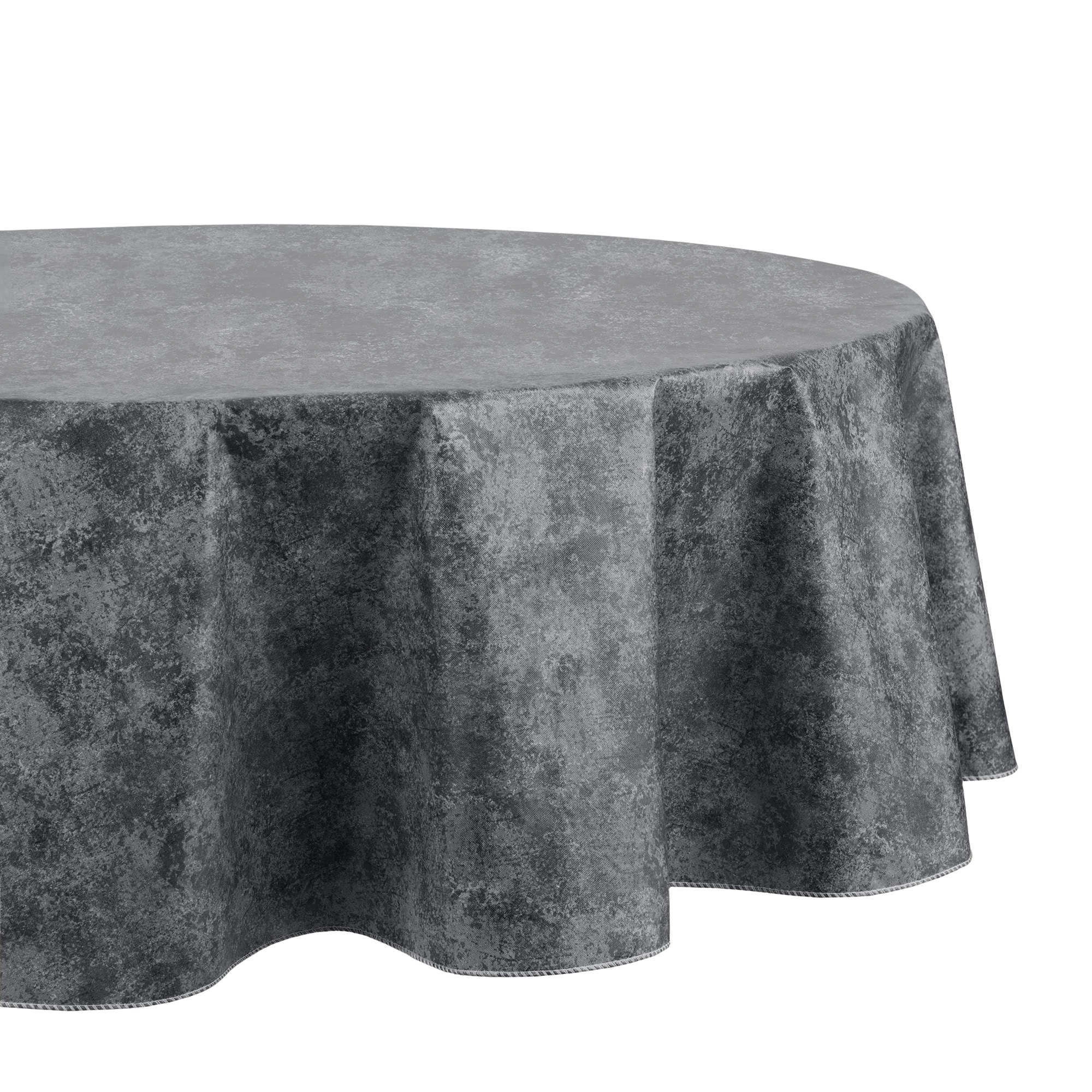 Elrene Home Fashions 194590057961 Mesa Marble Printed Vinyl 60"x84" Oval Indoor/Outdoor Black Table Cover for 6-ft rectangle