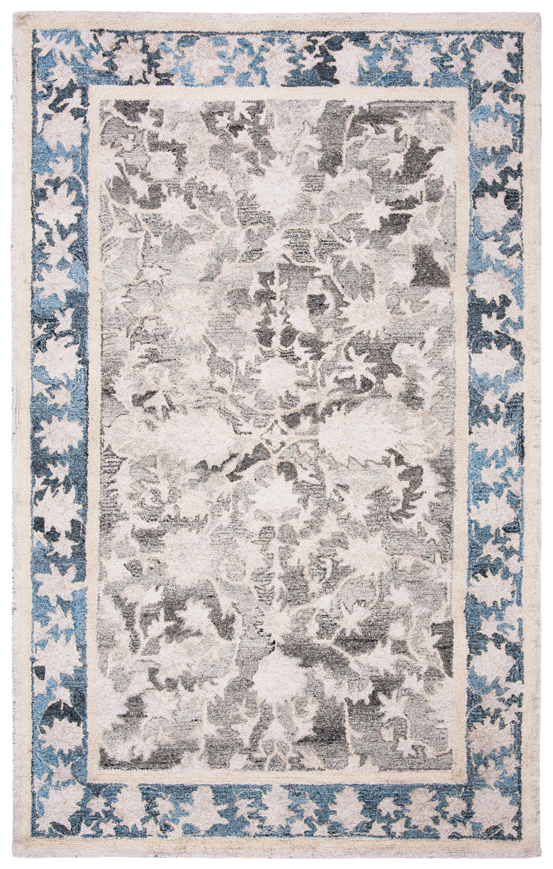 Hand-Tufted Blue and Beige Wool Blend Abstract 4' x 6' Area Rug