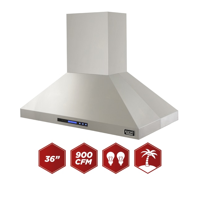 Kucht 36-in 900-CFM Ducted Stainless Steel Island Range Hood in