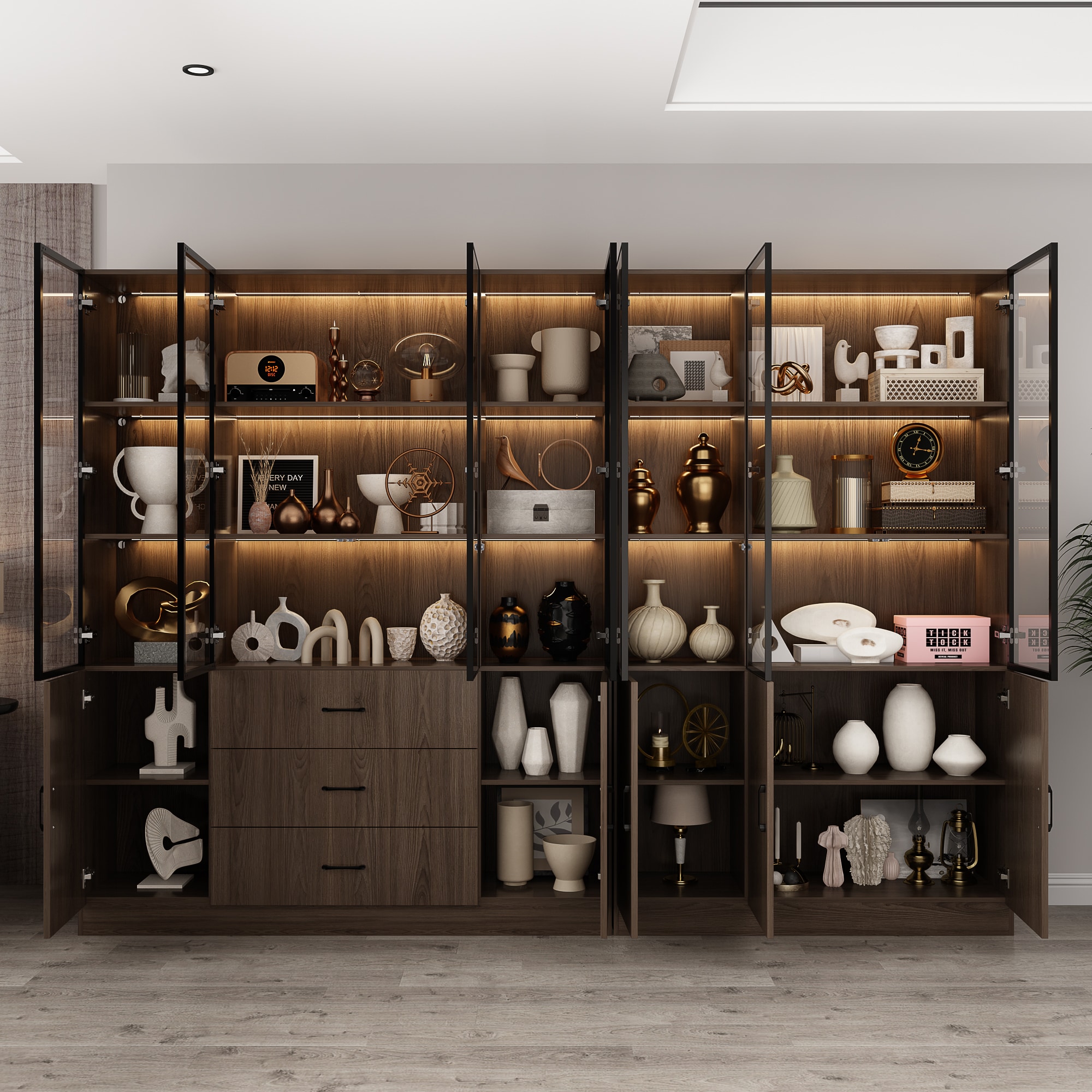 FUFU&GAGA JH0462+463L Contemporary/Modern Brown Pantry with Wine Storage