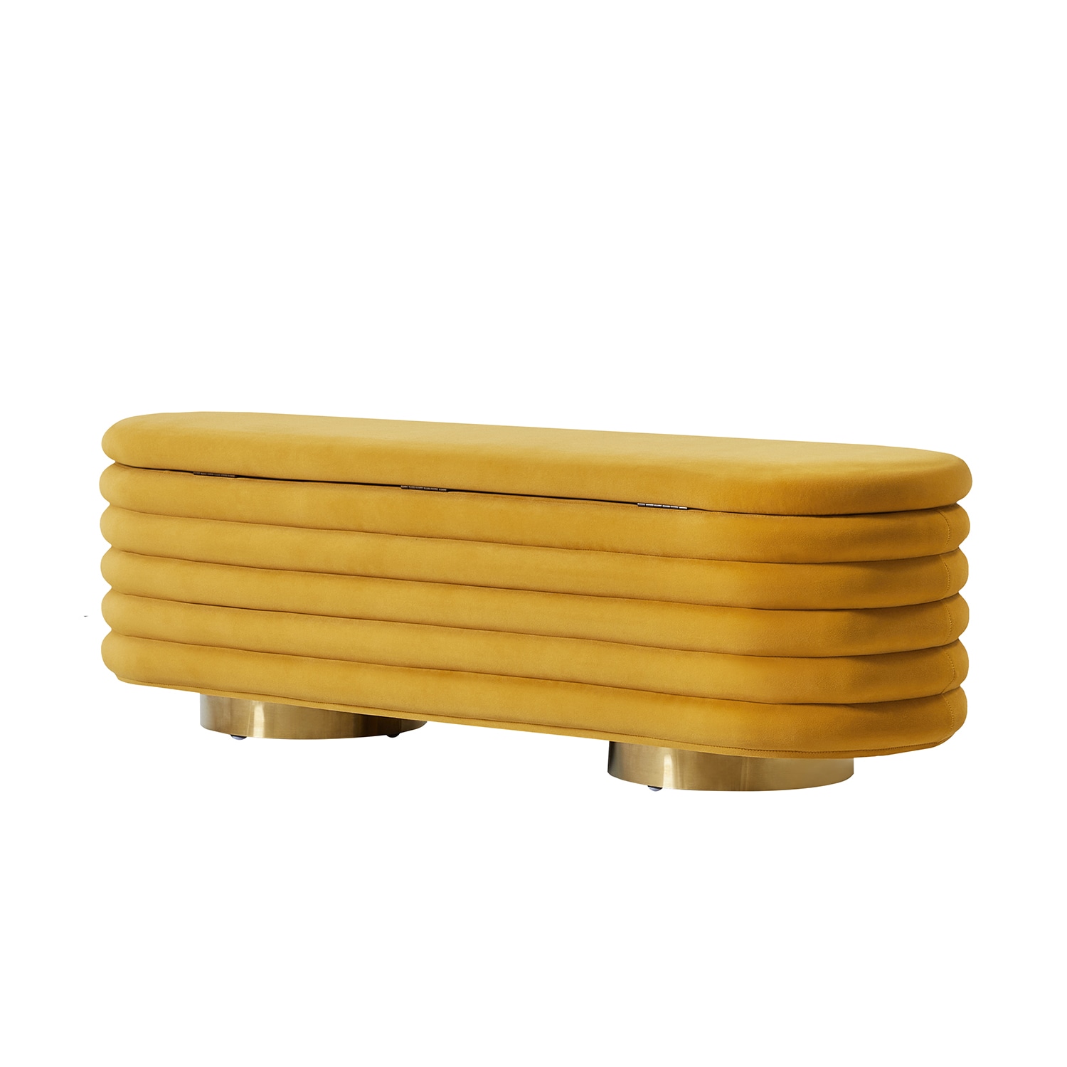 14 Karat Home Rupert Casual MUSTARD Accent Bench 54.5-in x 17.5-in x 17.5-in