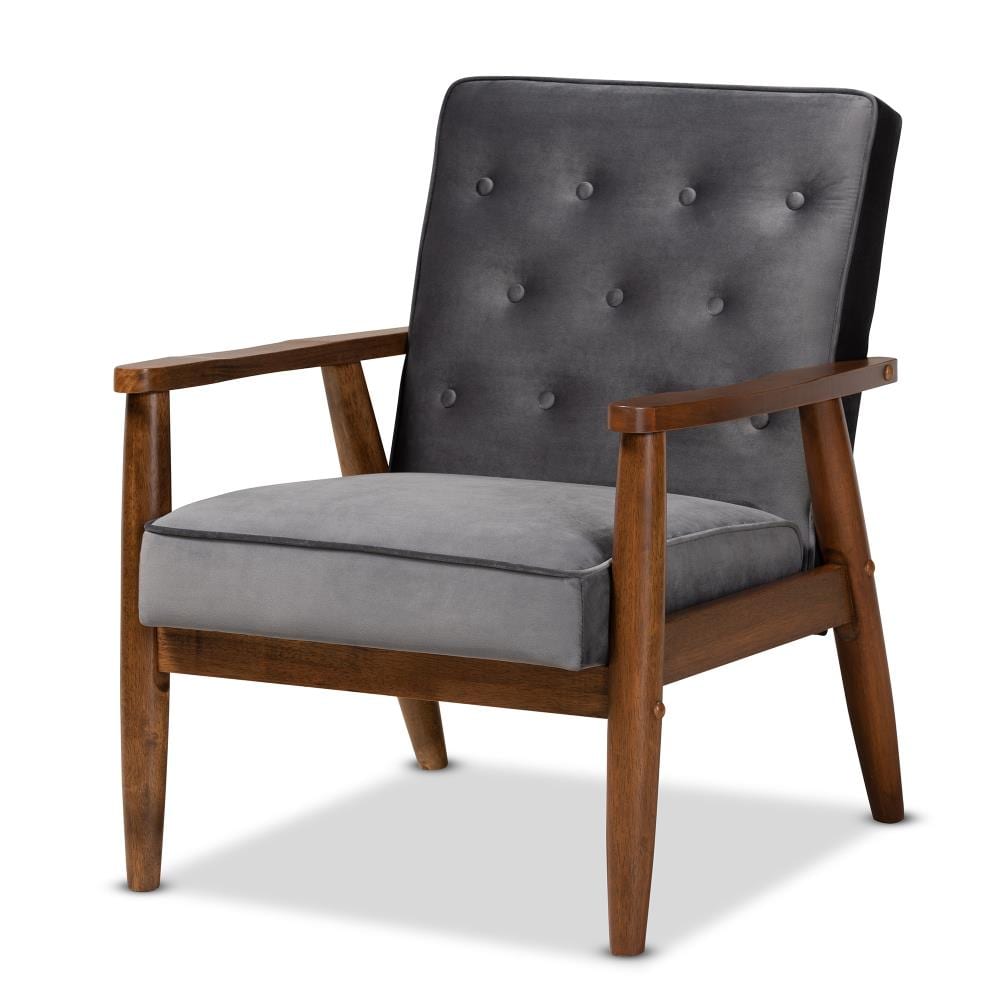 Baxton Studio Sorrento Midcentury Grey Brown Accent Chair in the