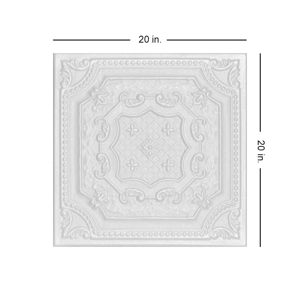 Bijou and Bee Bee A La Maison Ceilings 1.67-ft x 1.67-ft Bijou and Bee Plain White Polystyrene Surface-mount Ceiling Tile (8-Pack, 21.6-sq ft / Case)