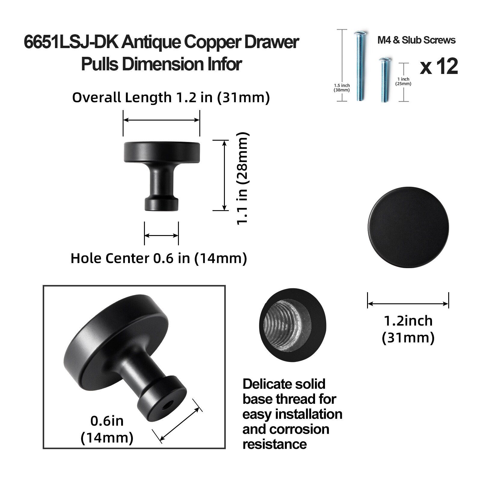 Miaokesen 6651B-DK Cabinet-Knobs - View #2