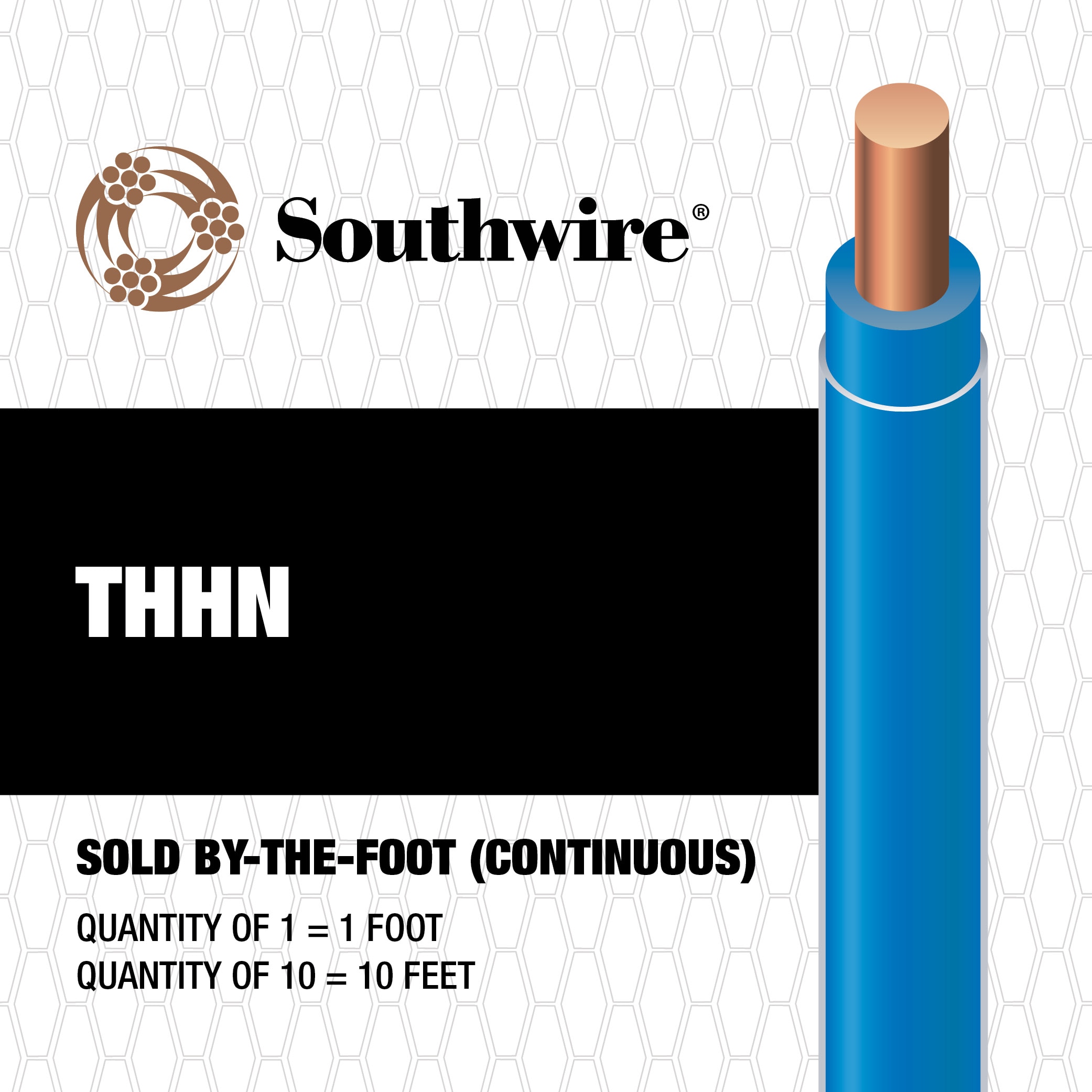 Southwire 500 Ft 14G Solid Copper Blue THHN Electric Building Wire Spool 