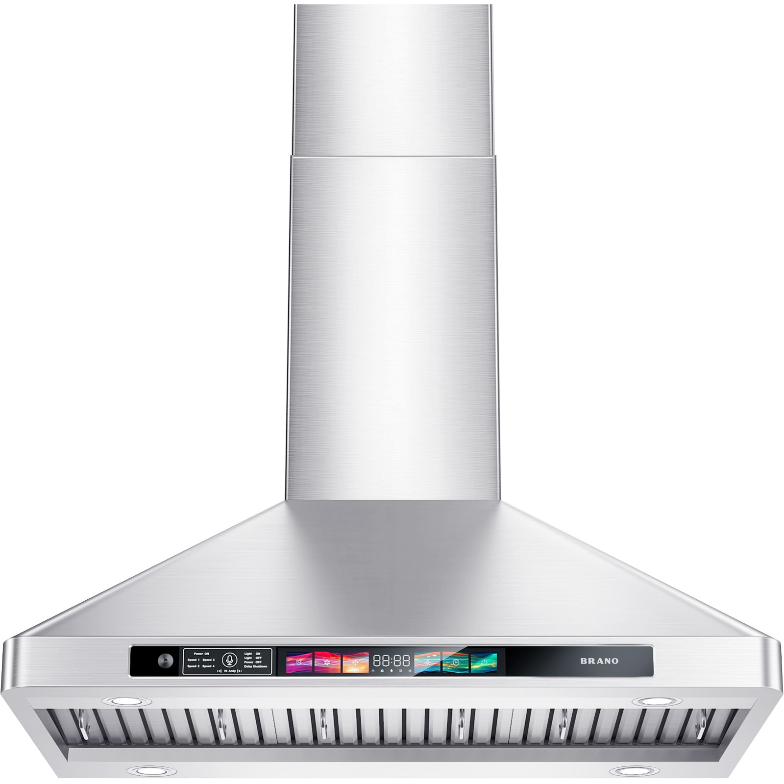 Damerin IU-RD11 36 inch Convertible 900-CFM Sliver Wall-Mounted Range Hood with Charcoal Filter