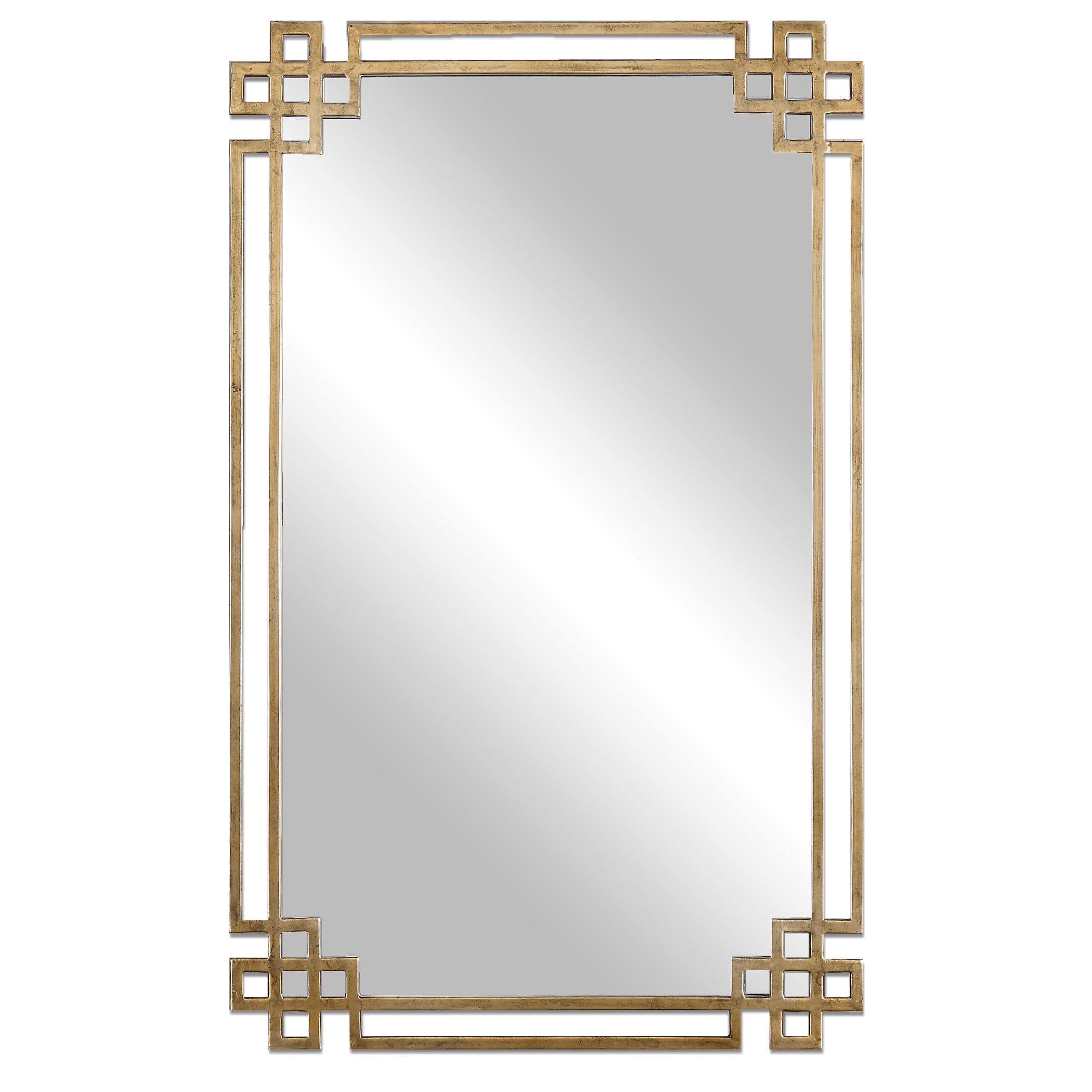 Contemporary Elegance Gold Rectangular Metal Wall Mirror 23"x37"