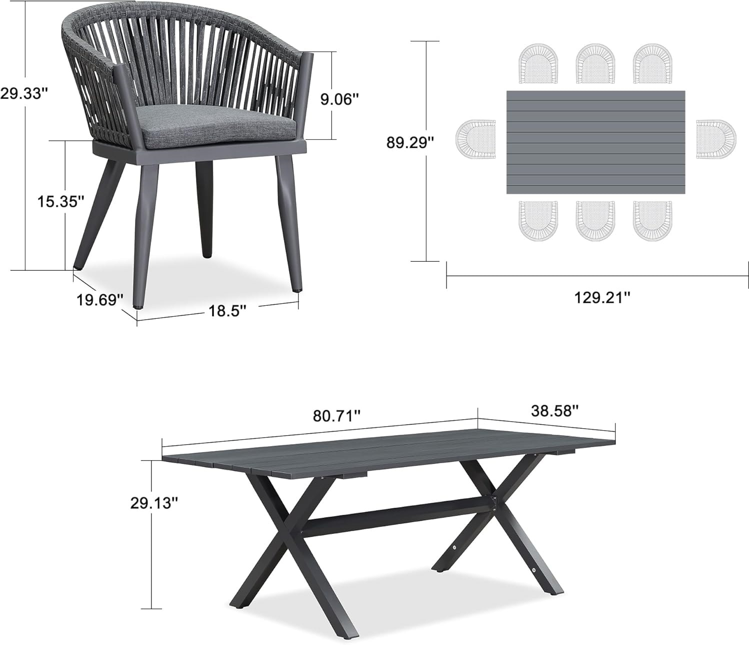 PURPLE LEAF LS03-OL09-205-GY-H Patio-Dining-Sets - View #2