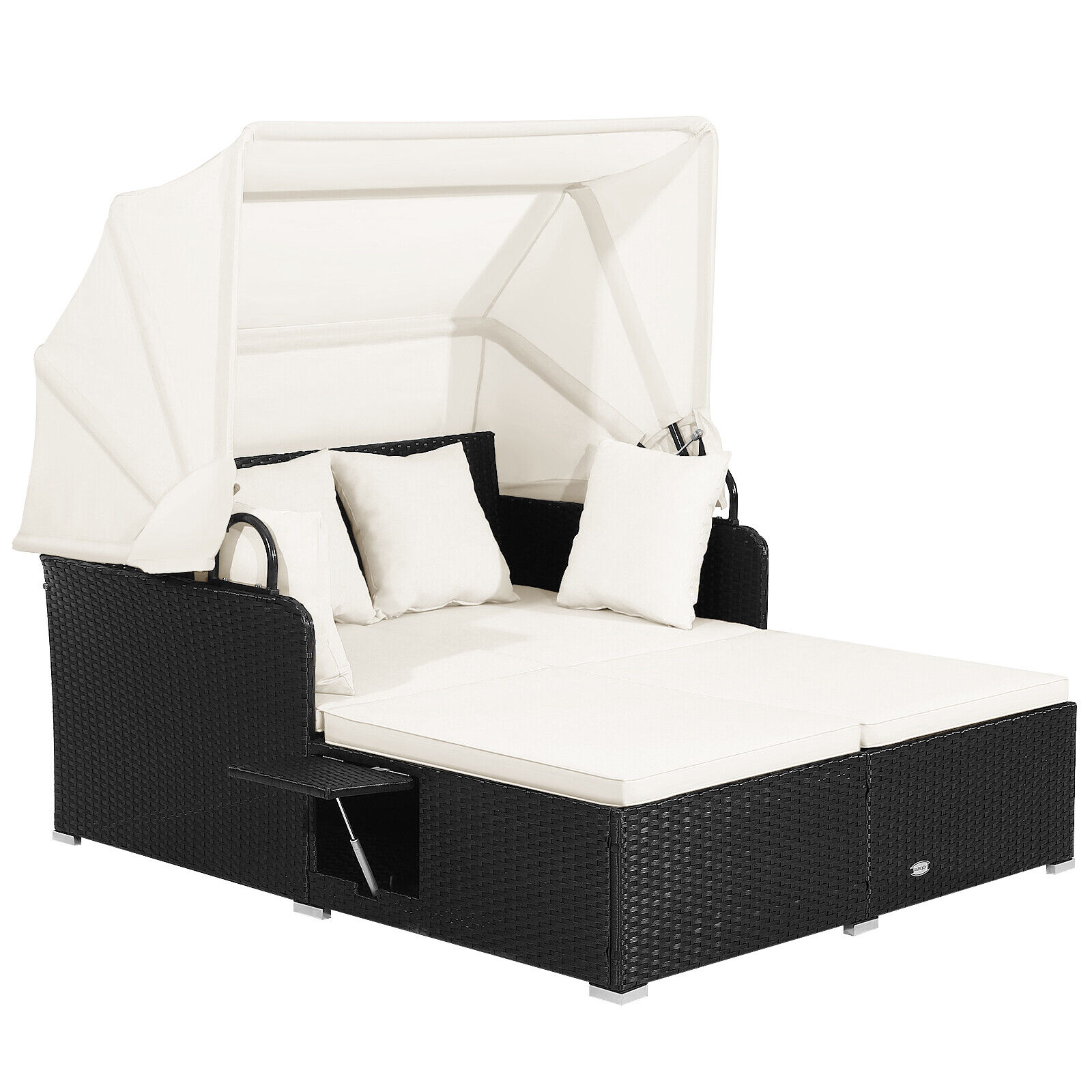 OD28WHHW706 Patio Conversation Sets Rattan Patio Conversation Set with Off-white Cushions