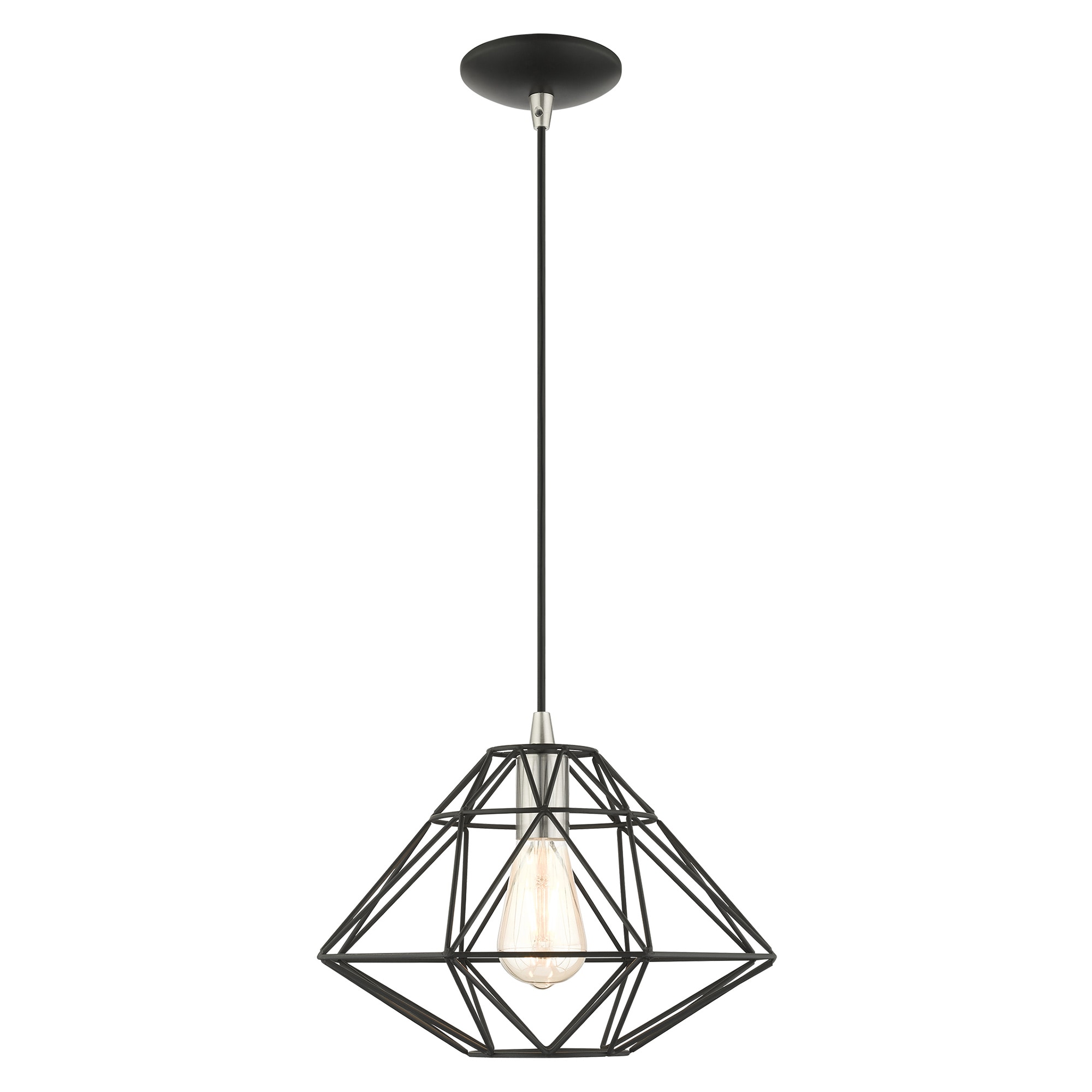 Livex Lighting 41323-04 Geometric Black Industrial Geometric Medium Hanging Pendant light