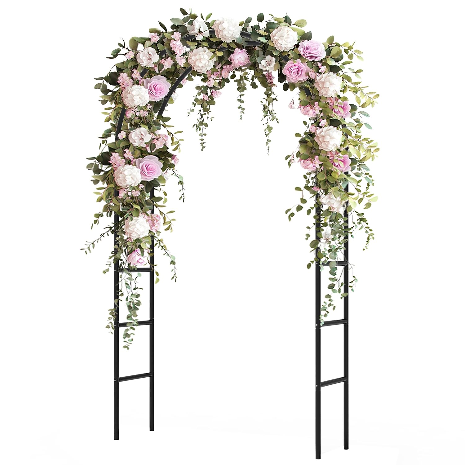 CJGQ Metal Garden Arch Trellis for Climbing Plants 94.5 In. Tall x 55 In. Wide Rust-Resistant Outdoor Arbor for Weddings and Garden Decor