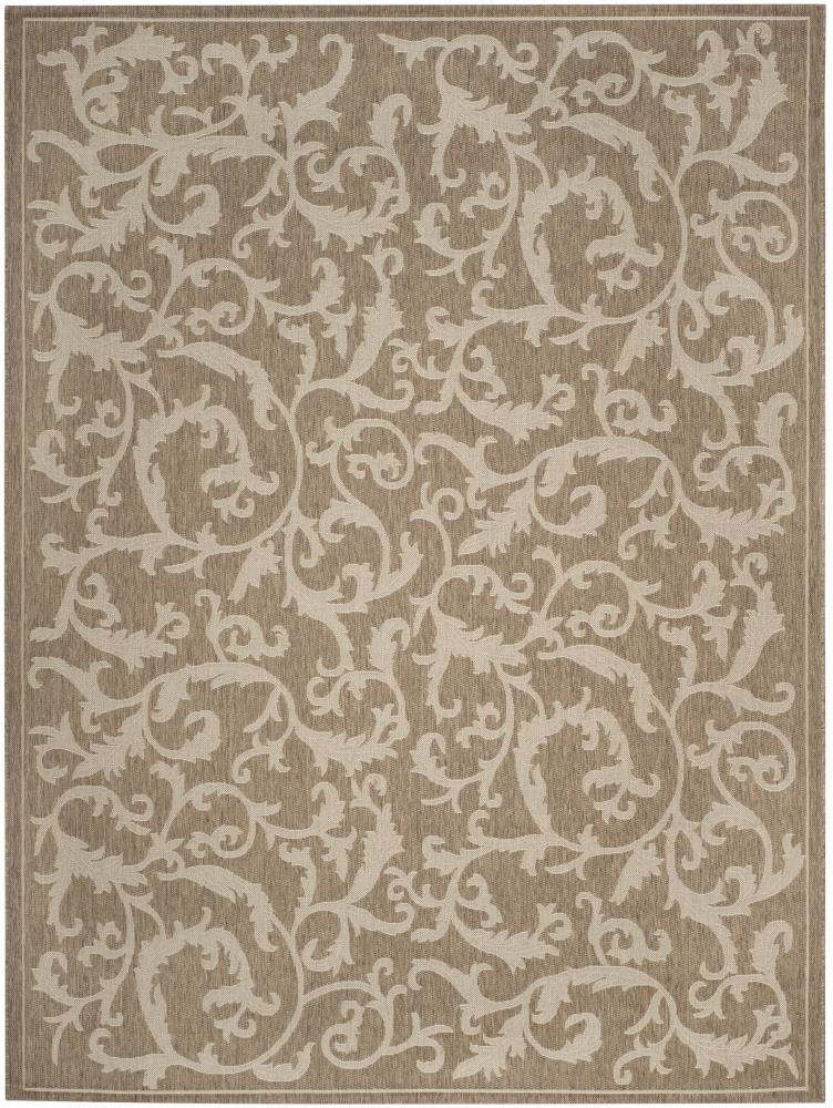 Safavieh CY2653-3009-6 Courtyard Vintage Vine 7 x 10 (ft) Loomed Polypropylene Brown/Natural Rectangular Indoor/Outdoor Floral/Botanical Coastal Area rug