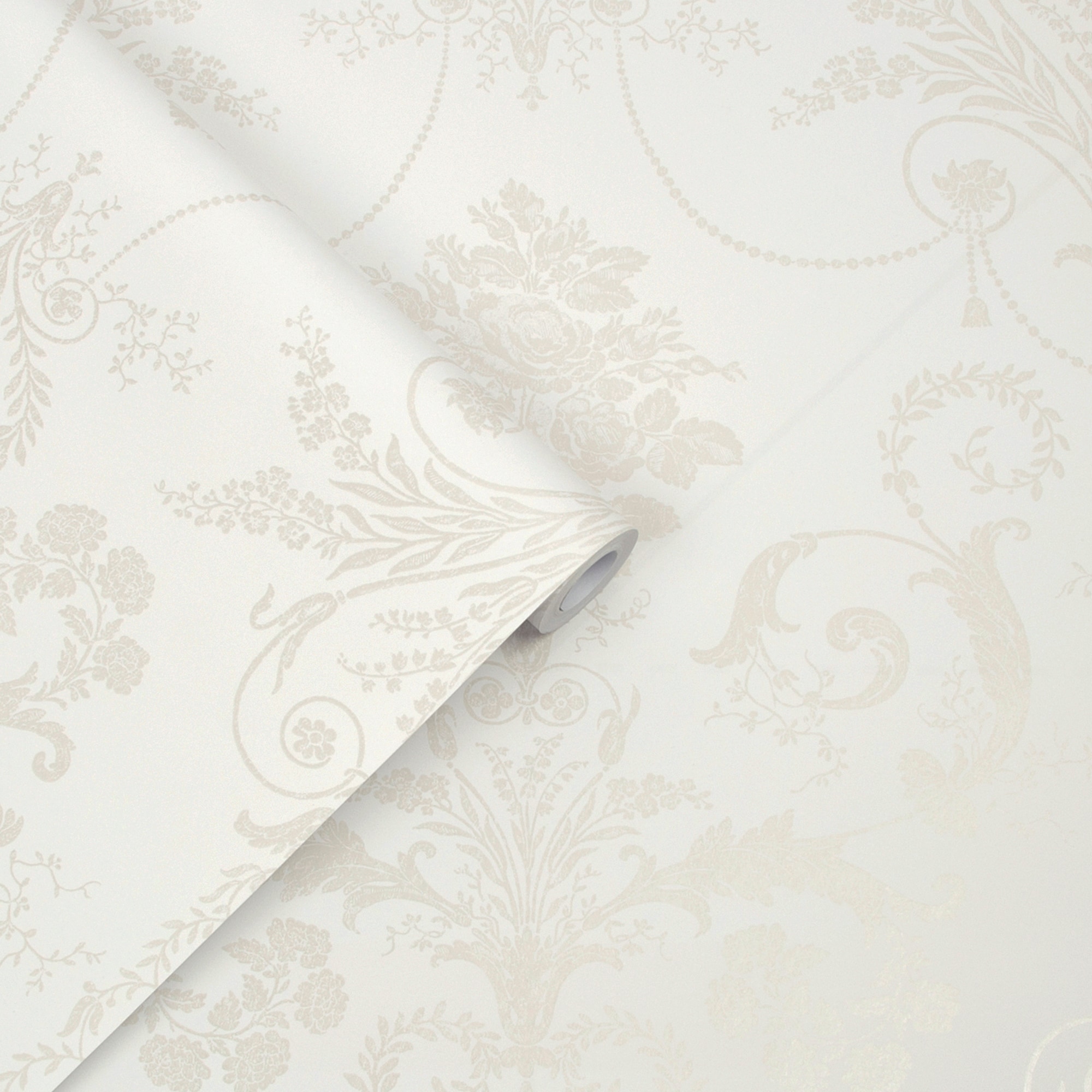 Laura Ashley Laura Ashley Josette White Wallpaper Sample in the ...