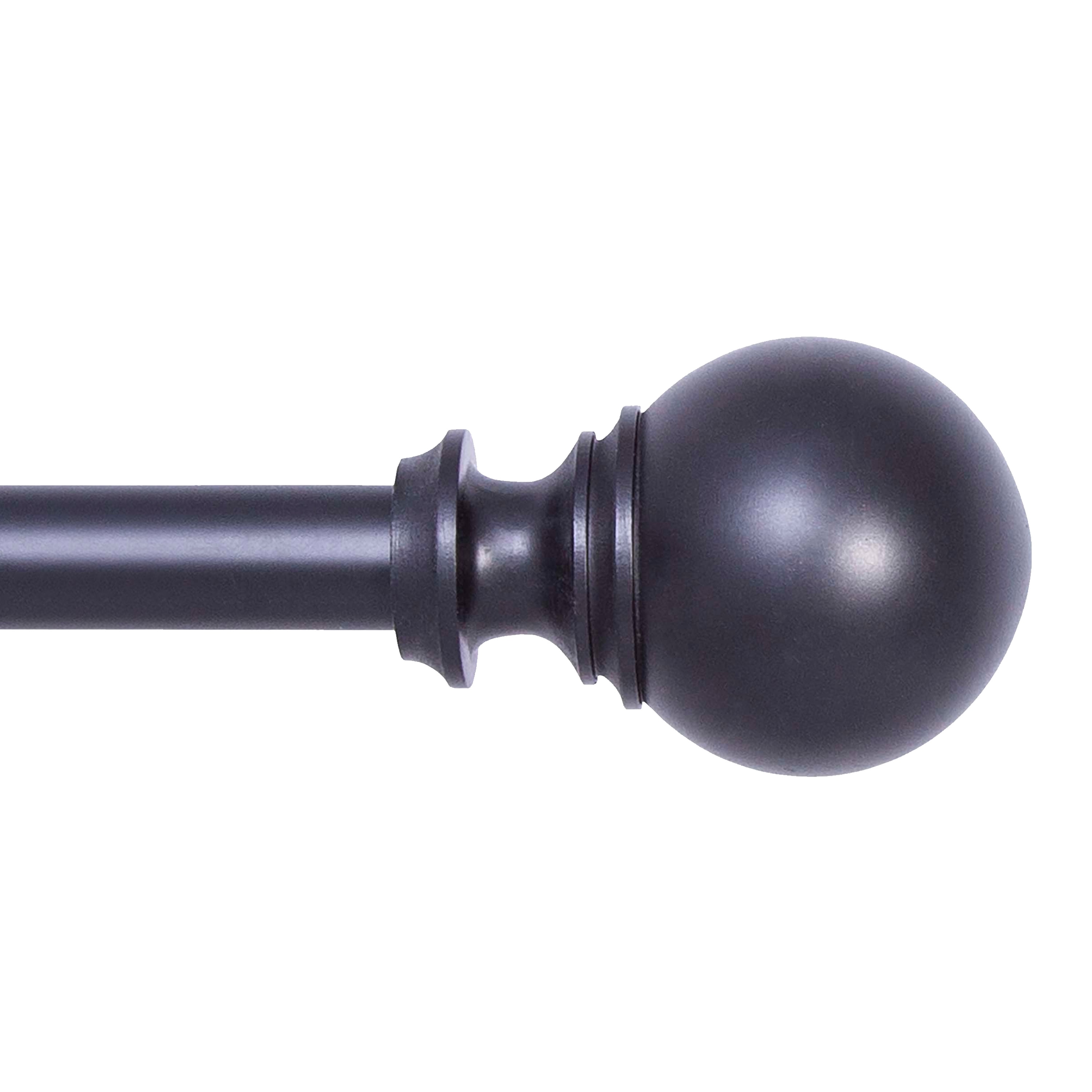 Kenney KNM71901 Fast Fit No Measure Carlin 66-in to 120-in Matte Black Steel Single curtain rod with Finials