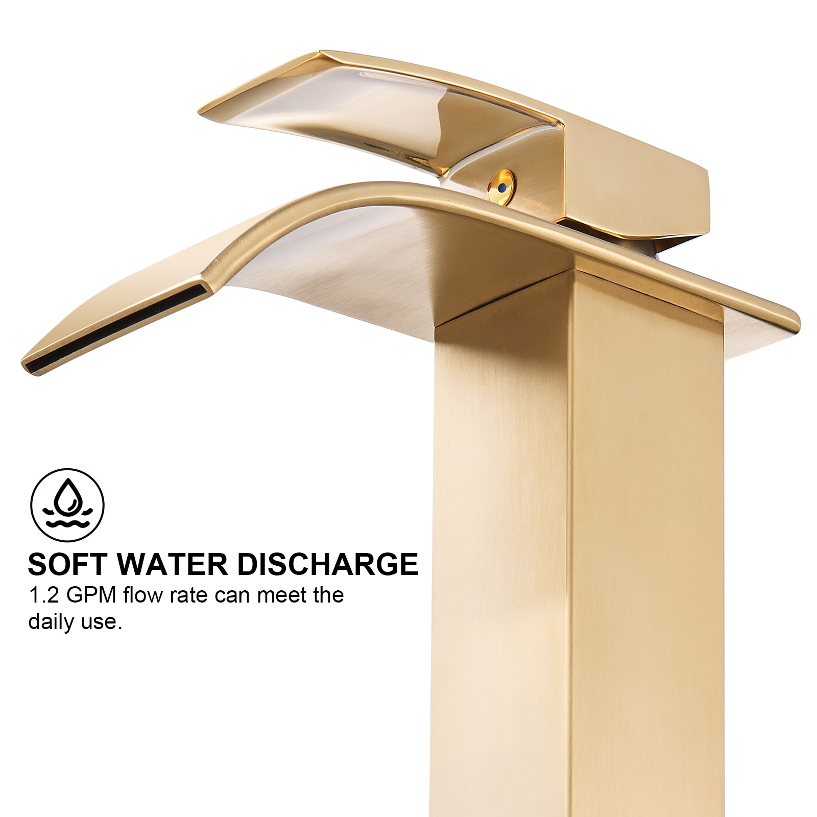 Zalerock L2BF34 Gold Single hole 1-handle Low-arc Residential Handle Bathroom Sink Faucet with Deck Plate