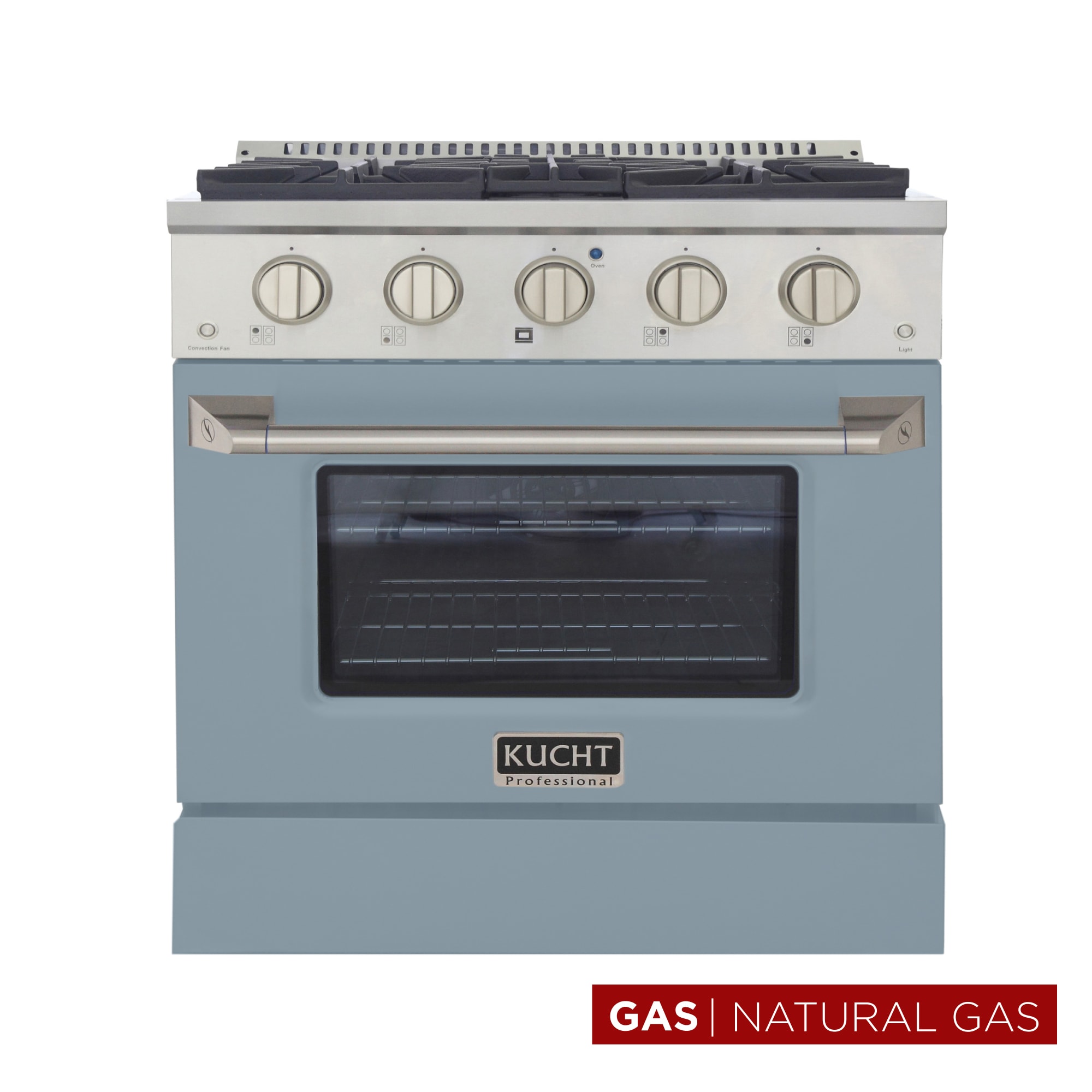 Kucht KNG301-LE 30-in 4 burners 4.2-cu ft Convection Oven Freestanding Natural Gas Range ( Light Blue )