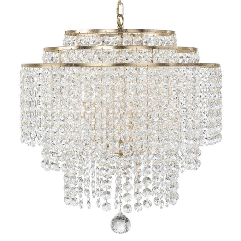 Gabrielle Antique Gold 6-Light Crystal Chandelier