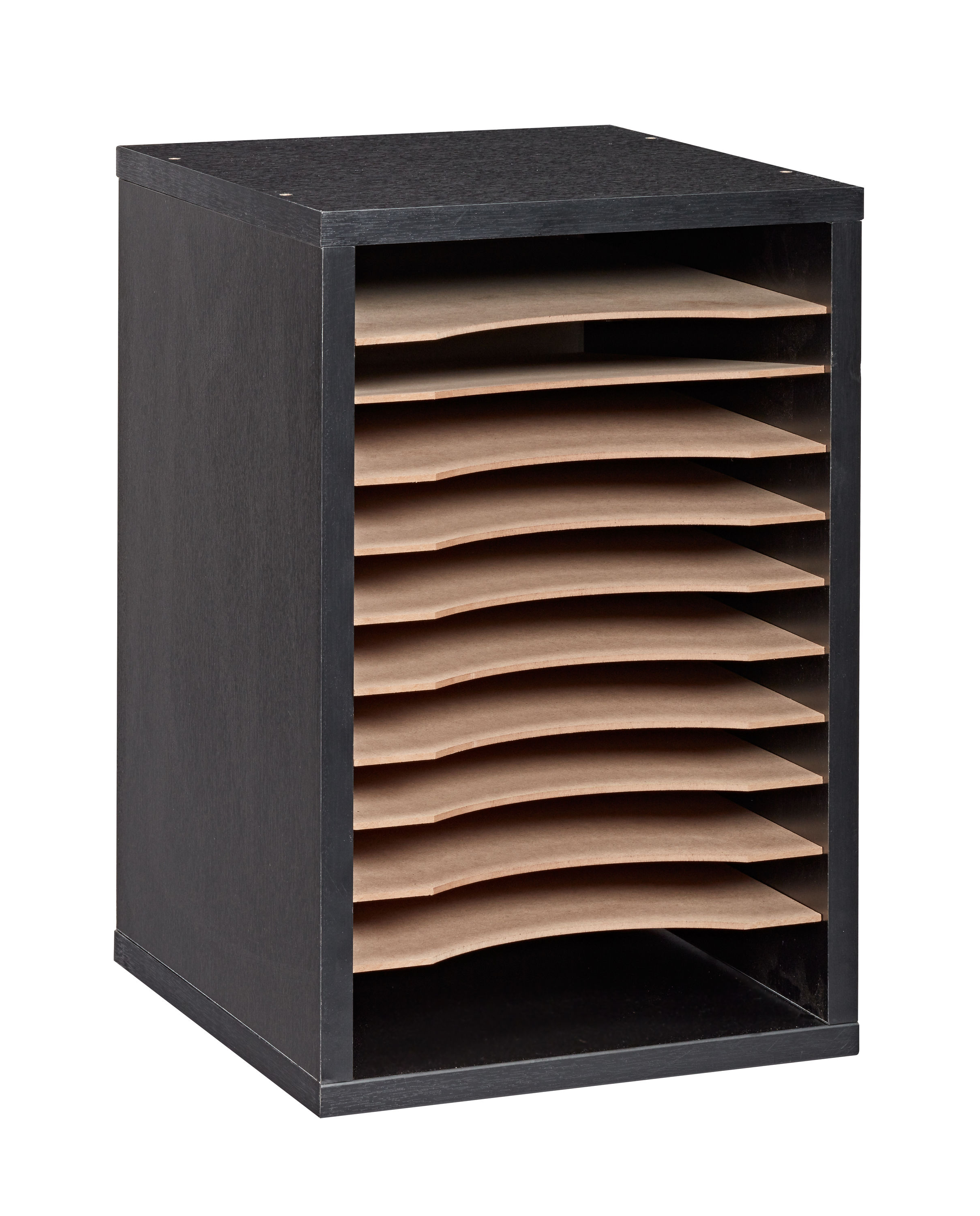 AdirOffice Wood 11 Compartment Vertical Paper Desktop Sorter Organizer - Black