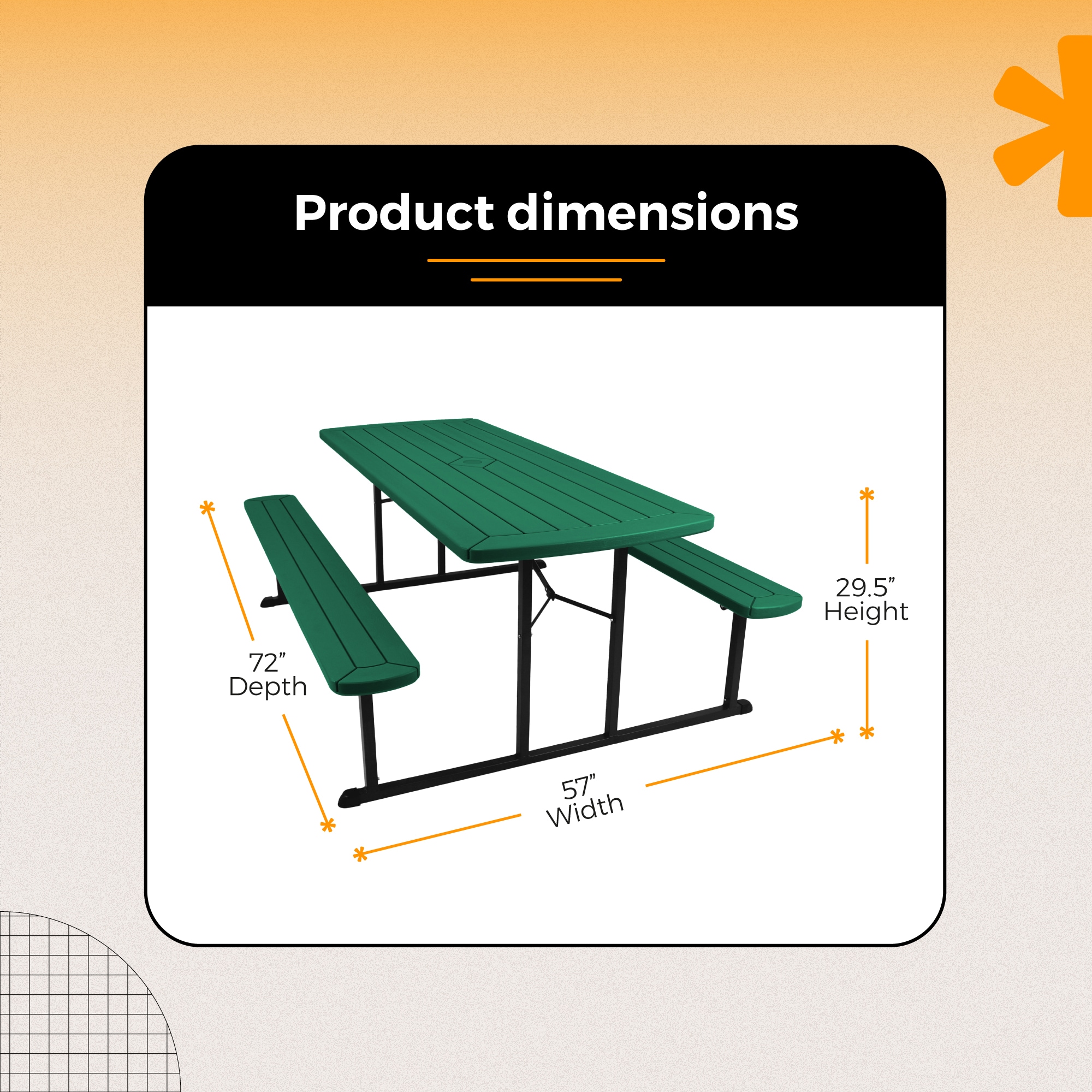 Hampden Furnishings HMDPT3072BK-GR Picnic-Tables - View #3