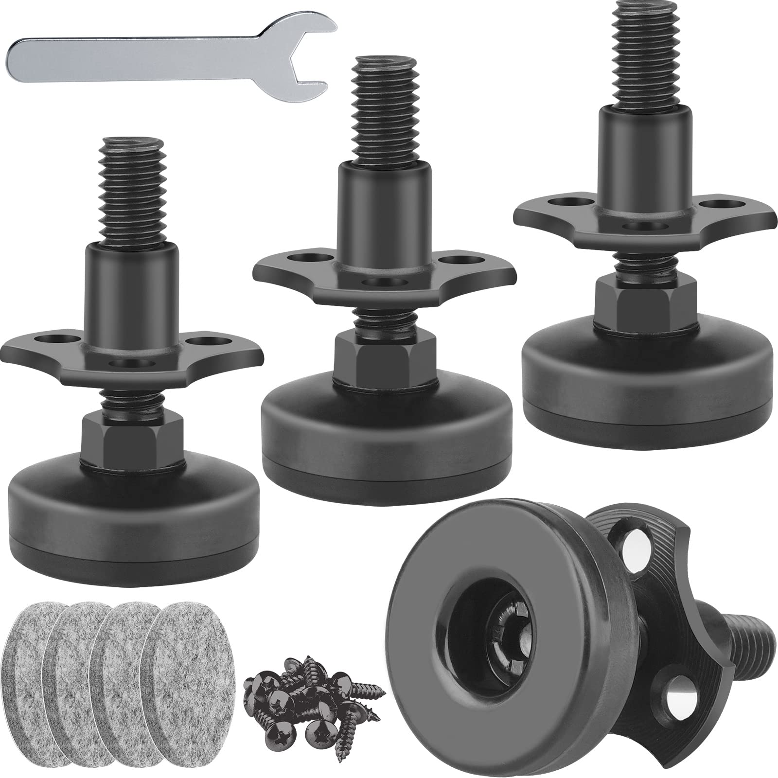 KHKFY  Adjustable Leveling Feet Heavy Duty Furniture Levelers for Cabinets Sofa Tables Chairs with Large Base and T Nut Kit 3 8 16 Thread 4 Pack