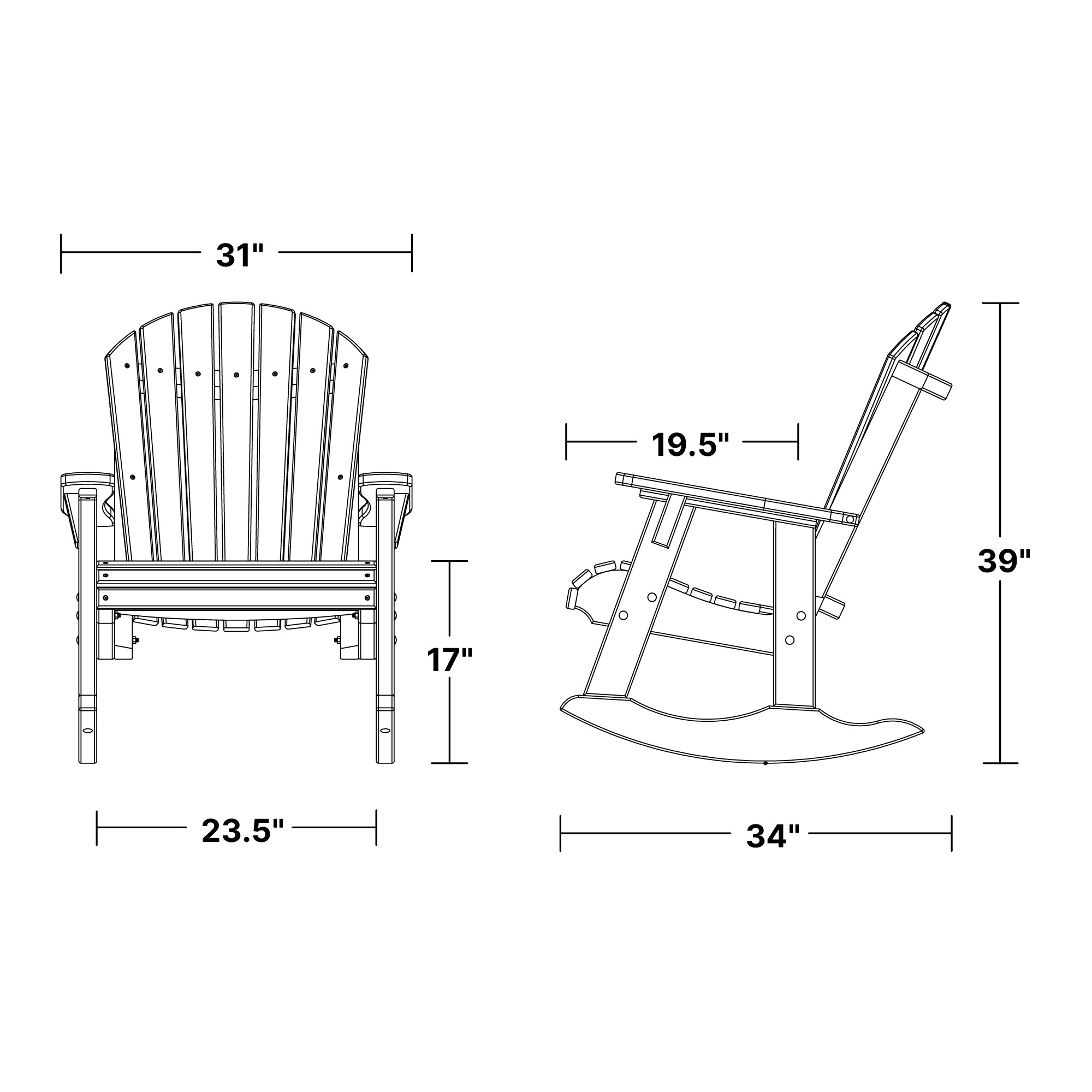 Wildridge Heritage Adirondack Weathered Wood Hdpe Frame Rocking Chair ...