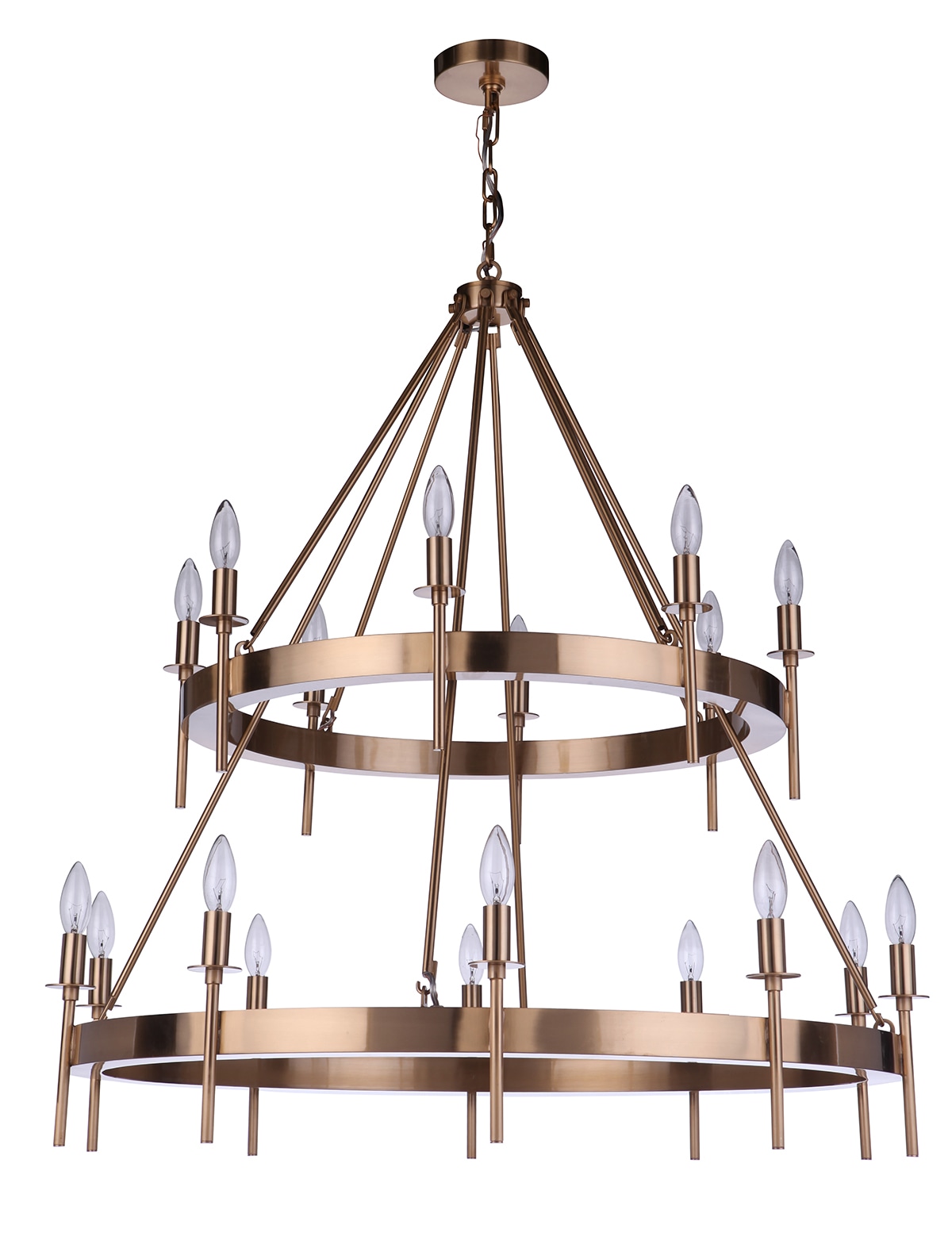 Craftmade 54318-SB Larrson 18 -Light Satin Brass Transitional Bare bulb For Use in Bathrooms, Bedrooms, Dining Rooms, Foyers, Kitchens, Living Rooms Chandelier