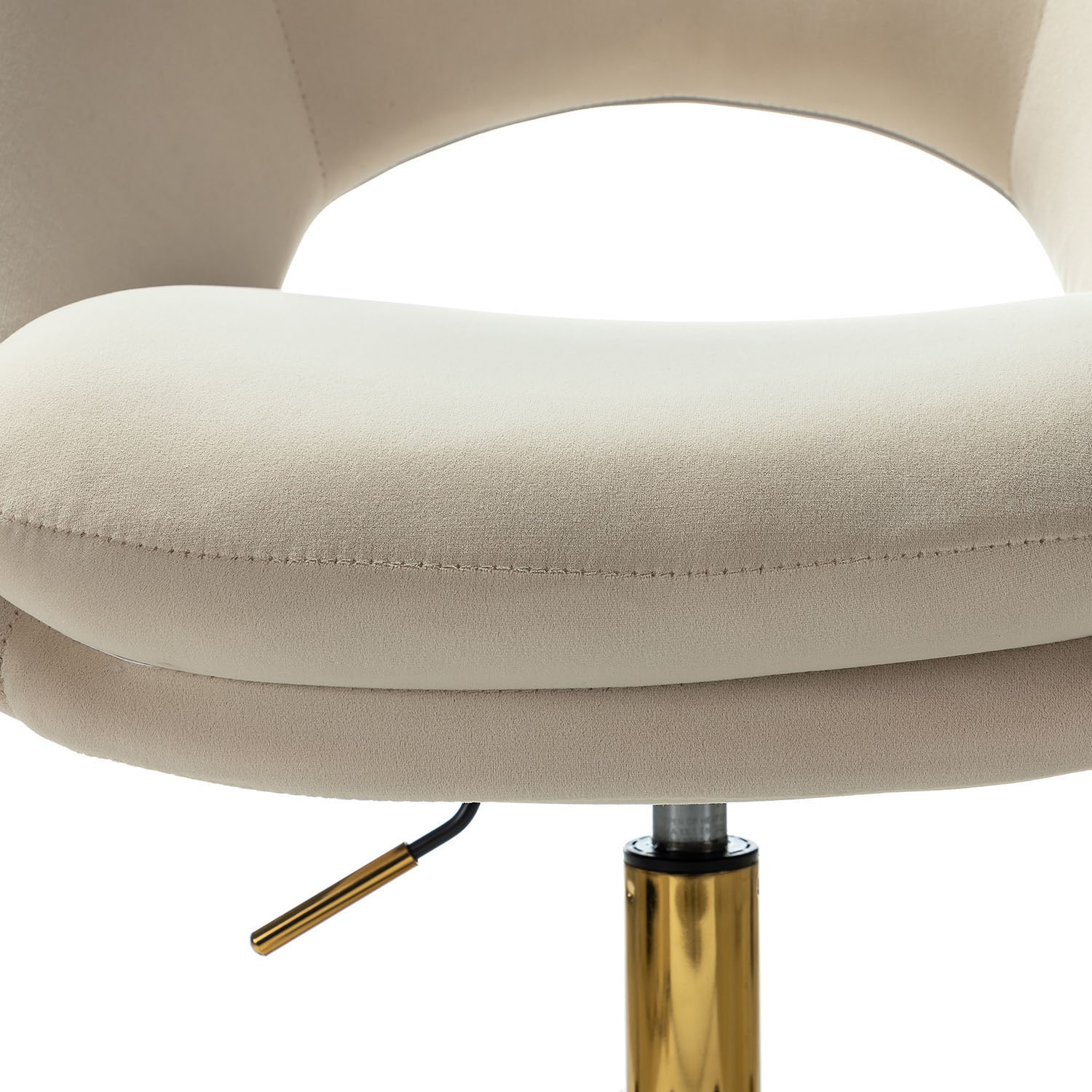 ErgoSwivel Tan Velvet Task Chair with Metal Base and Pine Accents