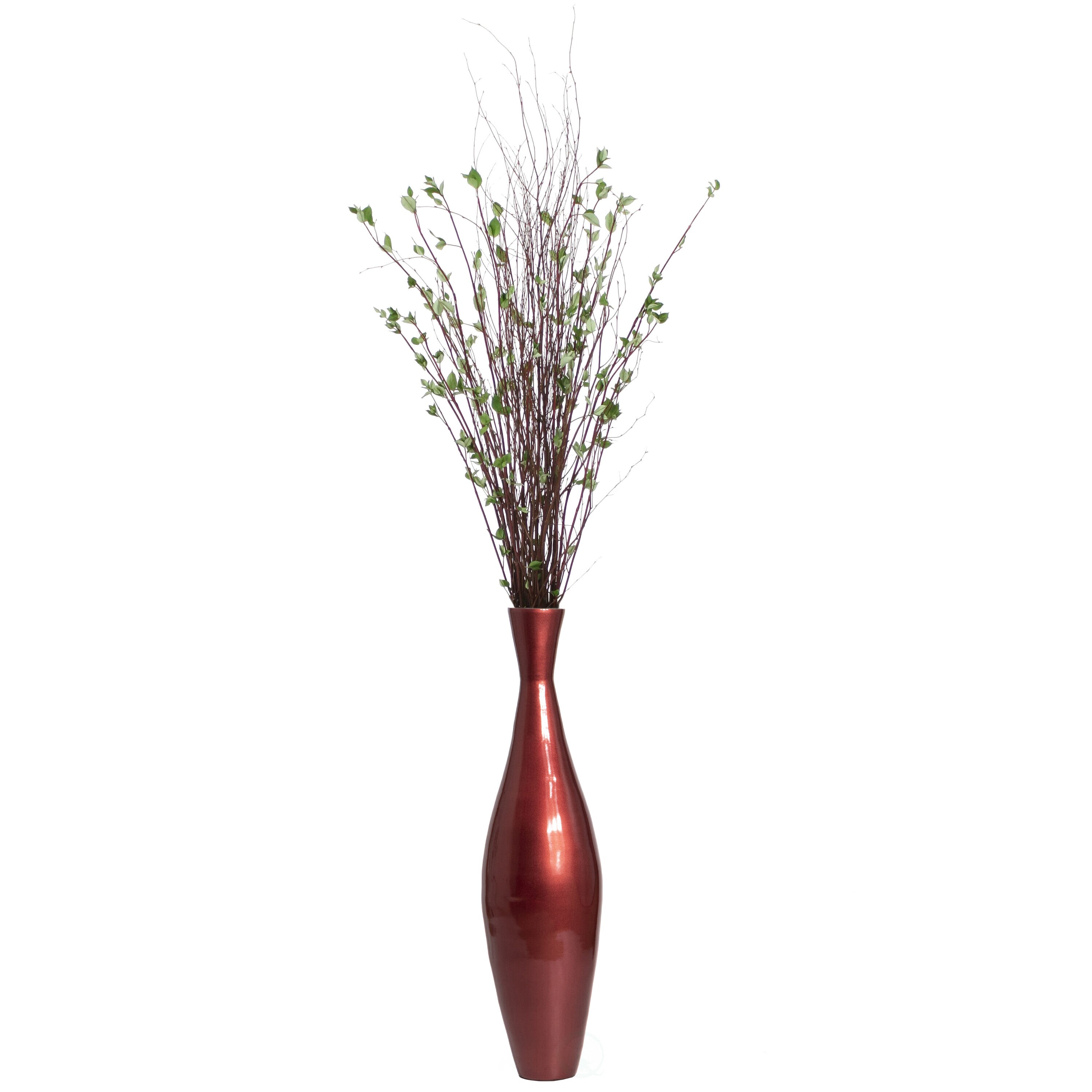 Uniquewise QI003889.RD.S Red Wood Modern Vase