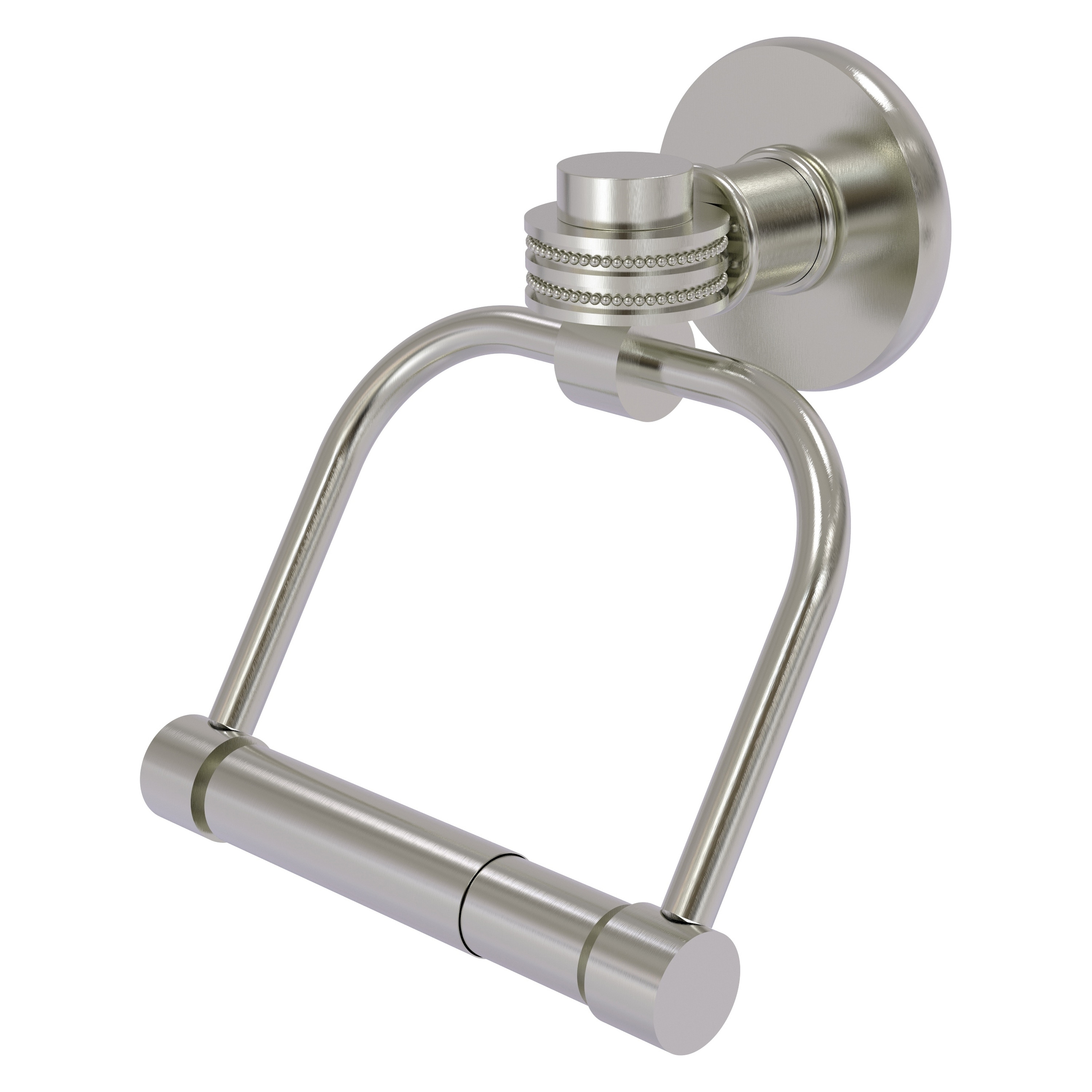 Allied Brass 2024D-SN Continental Satin Nickel Wall mount Double post Toilet Paper Holder 1 -Rolls with Storage