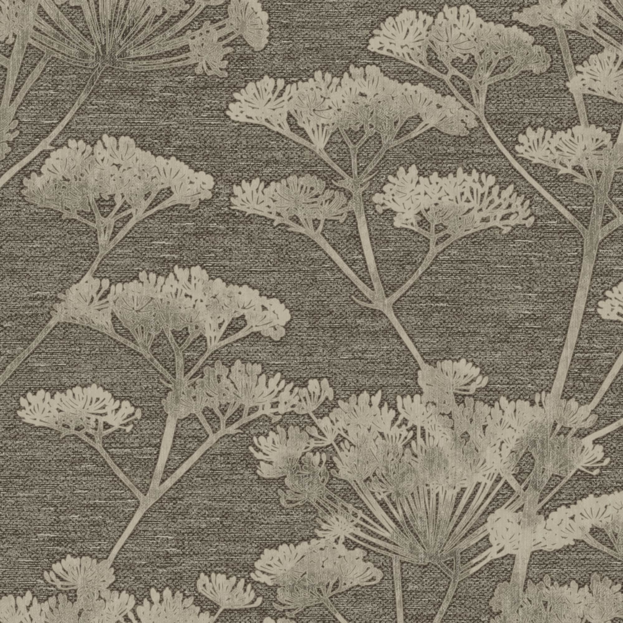 Boutique Indulgence Taupe and Gold Floral Non-Woven Wallpaper