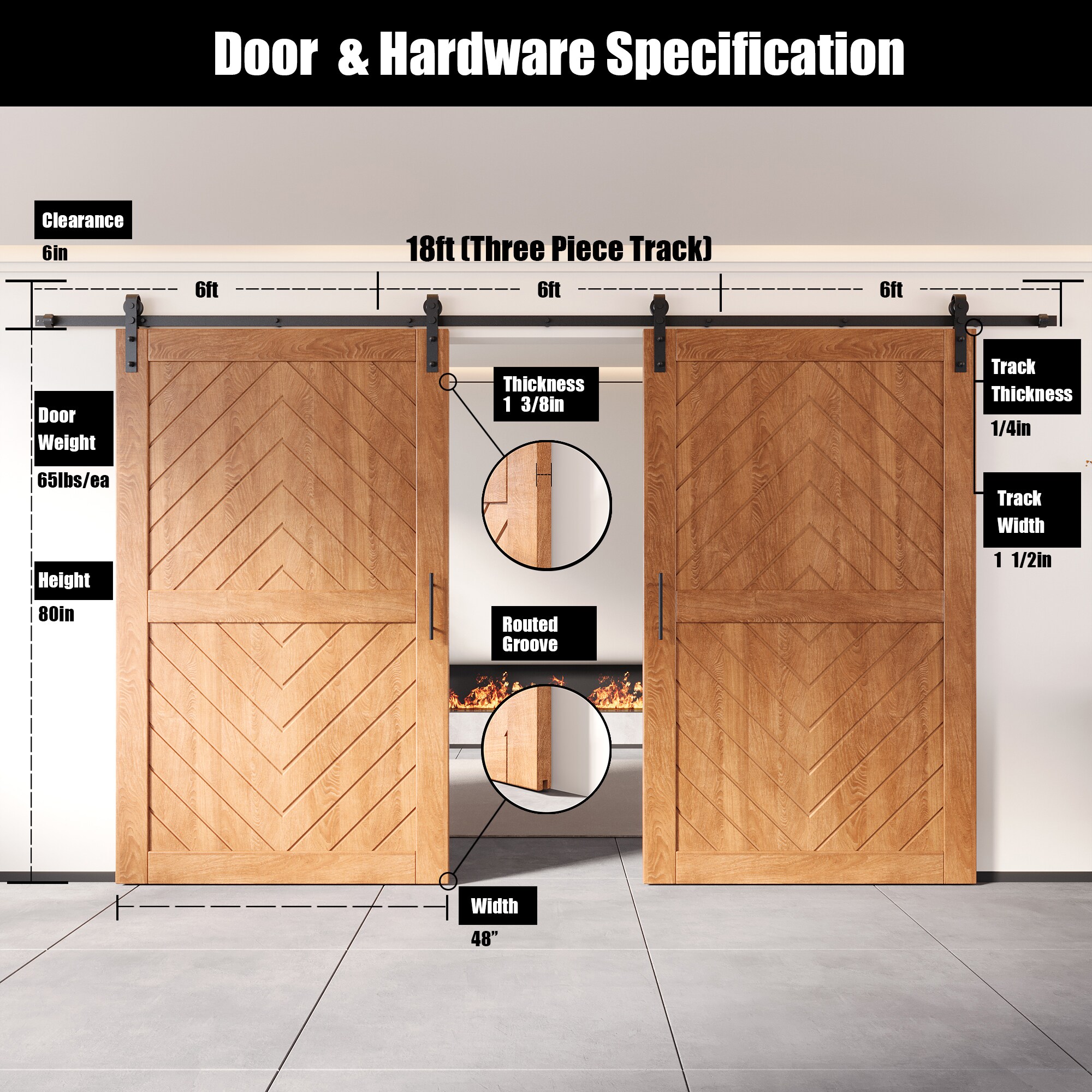 HOMACER YT2H216C-JT2-4880-EA Barn-Doors - View #2