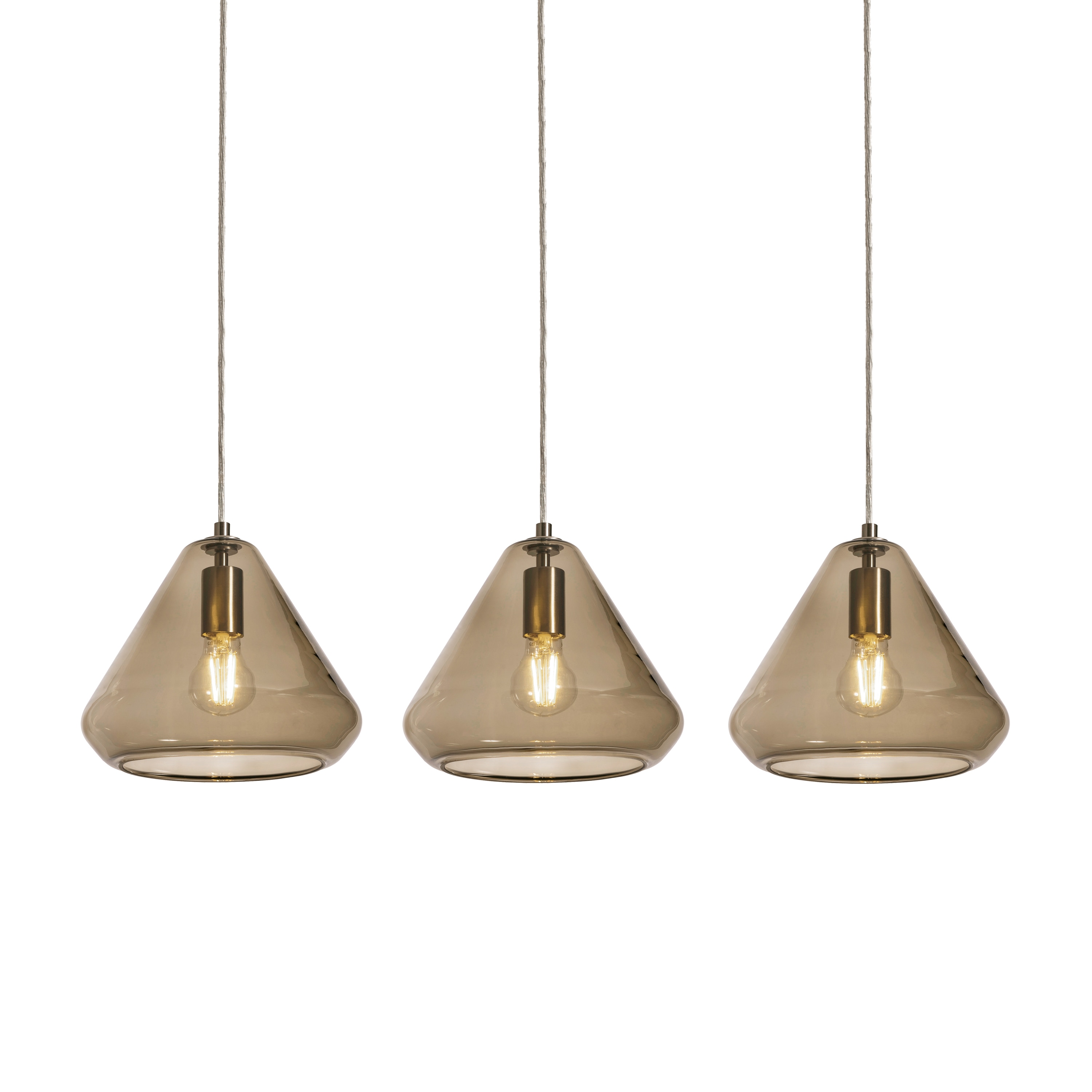 AFX AGP10MBSNBRLNR3 Armitage 3-Light Satin Nickel Modern/Contemporary Tinted Glass Cone Mini Hanging Pendant Light