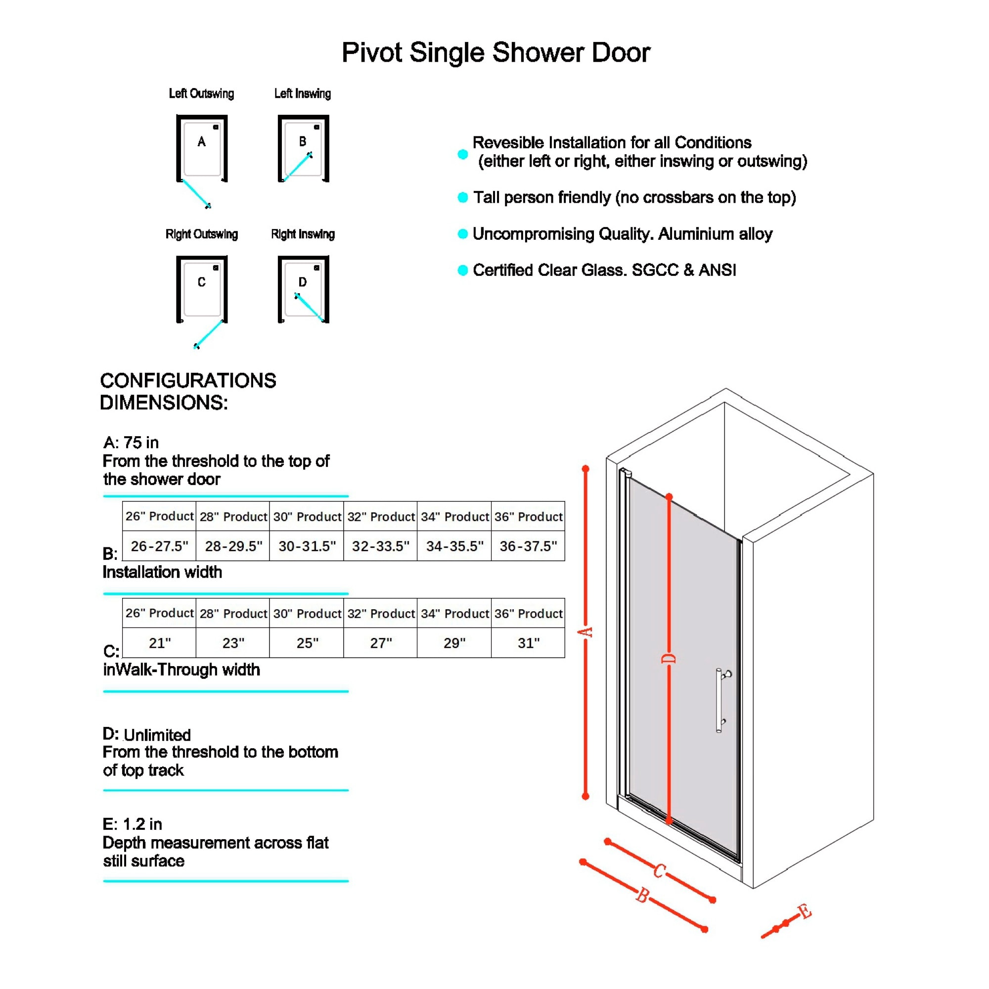 AAZJ JBF-W1675P355366 Shower-Doors - View #10