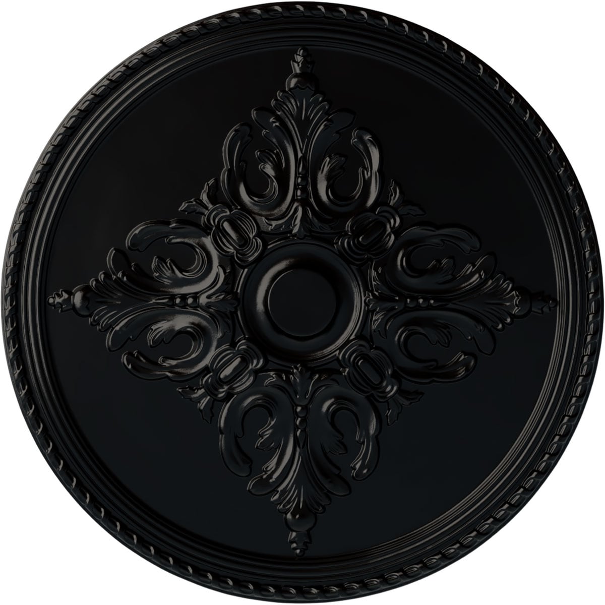 Ekena Millwork CM54MIBLF Milton 55-in W x 55-in L Painted Jet Black Polyurethane Split Ceiling Medallion