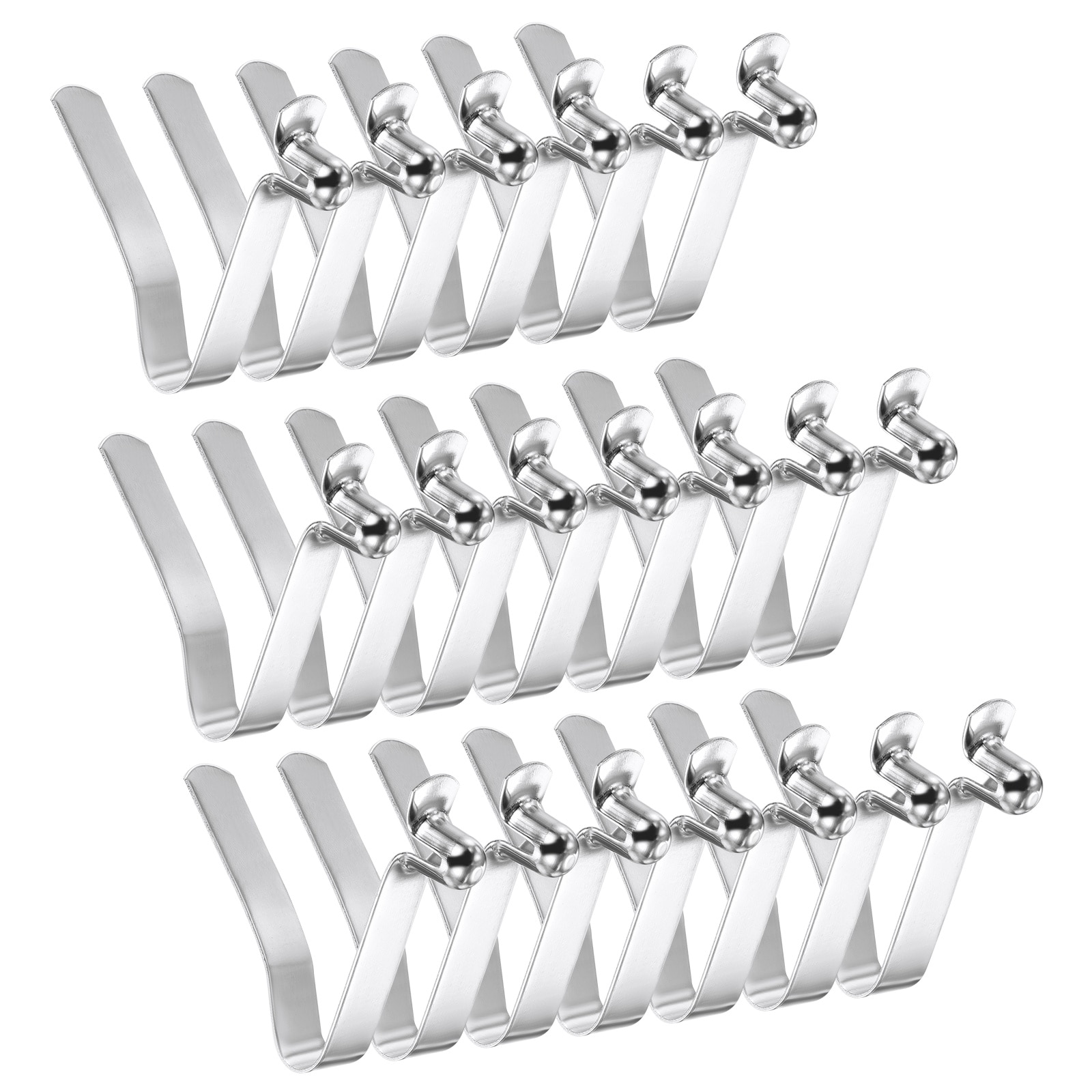 PATIKIL 8 x 6mm Kayak Paddle Snaps 20pcs Tent Pole Clips Steel V Shaped Single Pin Push Button Spring Clips Lock Tube Pole Clips for Camping Awning Silver Tone 38mm Long