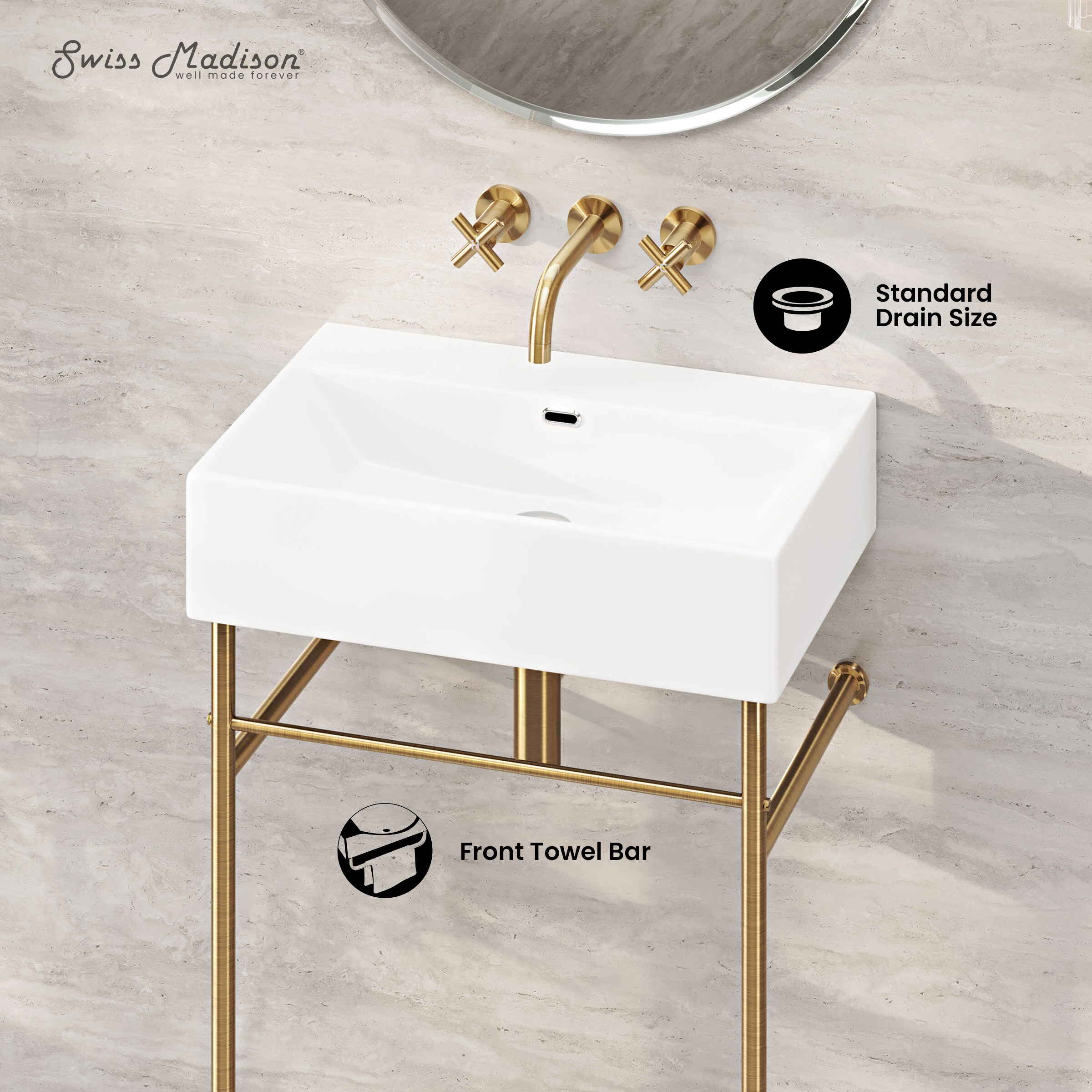 Swiss Madison SM-25-CSREI01BG-0 Console-Sinks - View #3