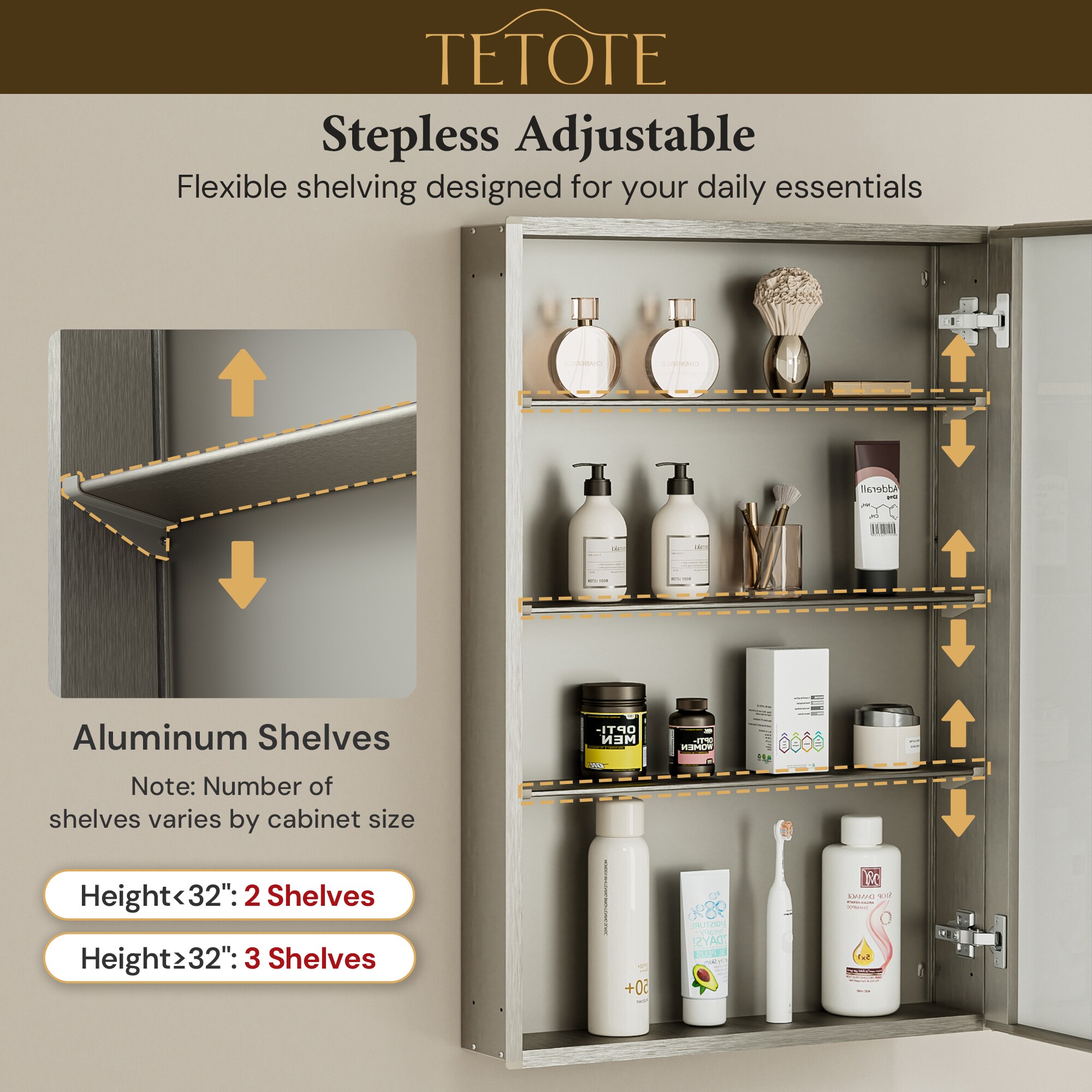 TETOTE LSC-TE-4832BN-M09 Bathroom-Medicine-Cabinets - View #7